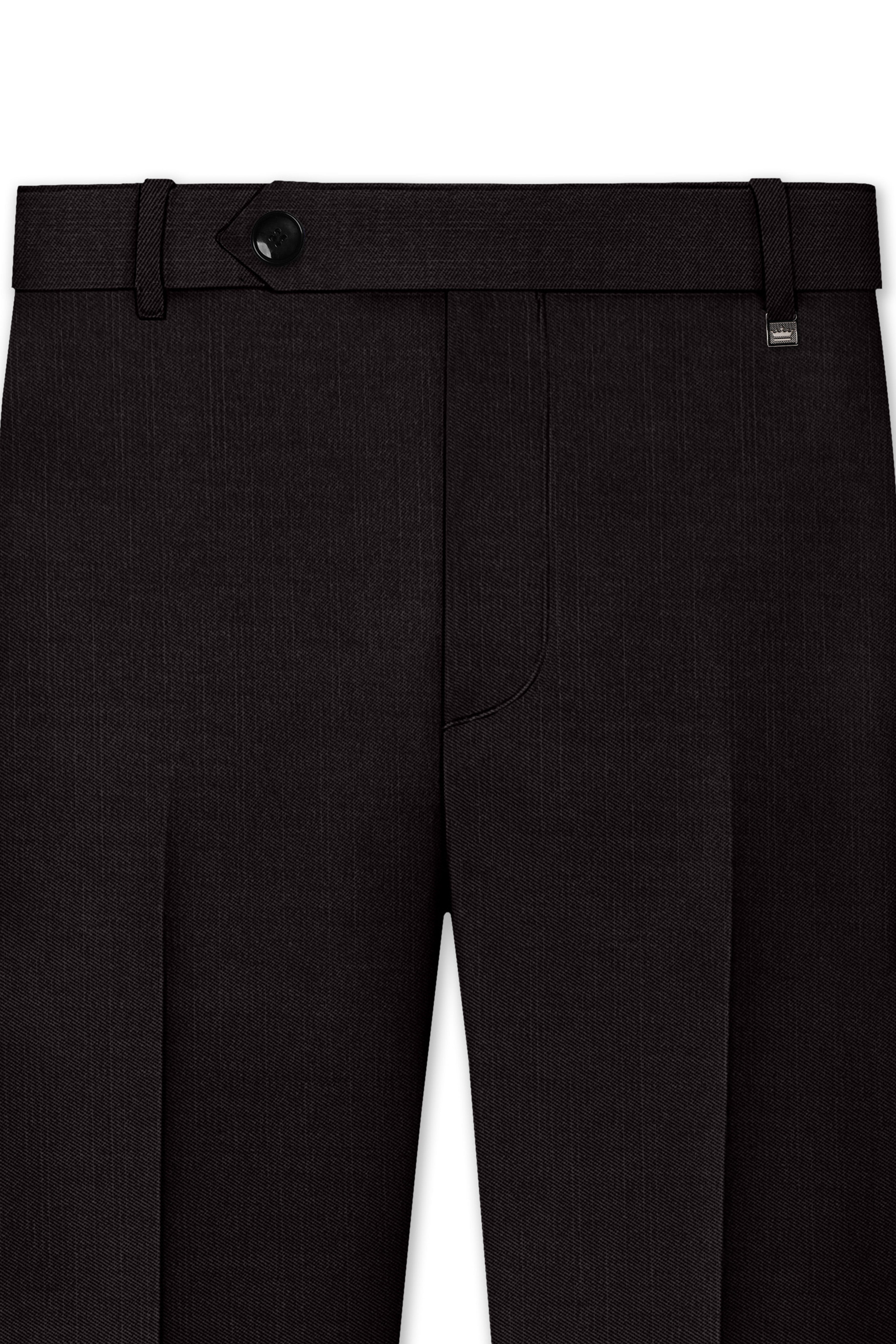 Umbero-Eclipse Brown Wool Rich Slight Stretch Waistband Pant