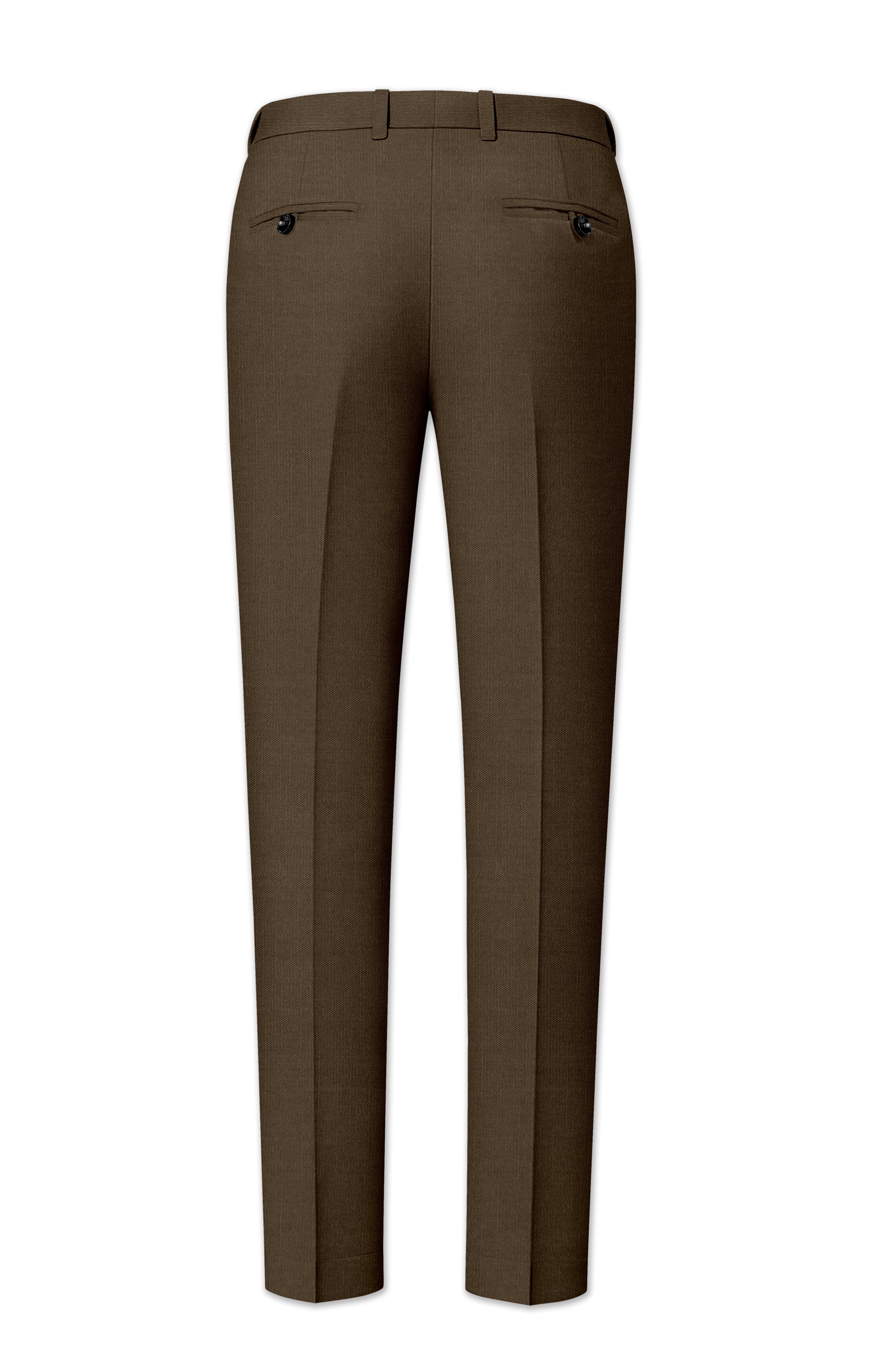 Terrano-Mocha Brown Wool Rich Slight Stretch Waistband Pant