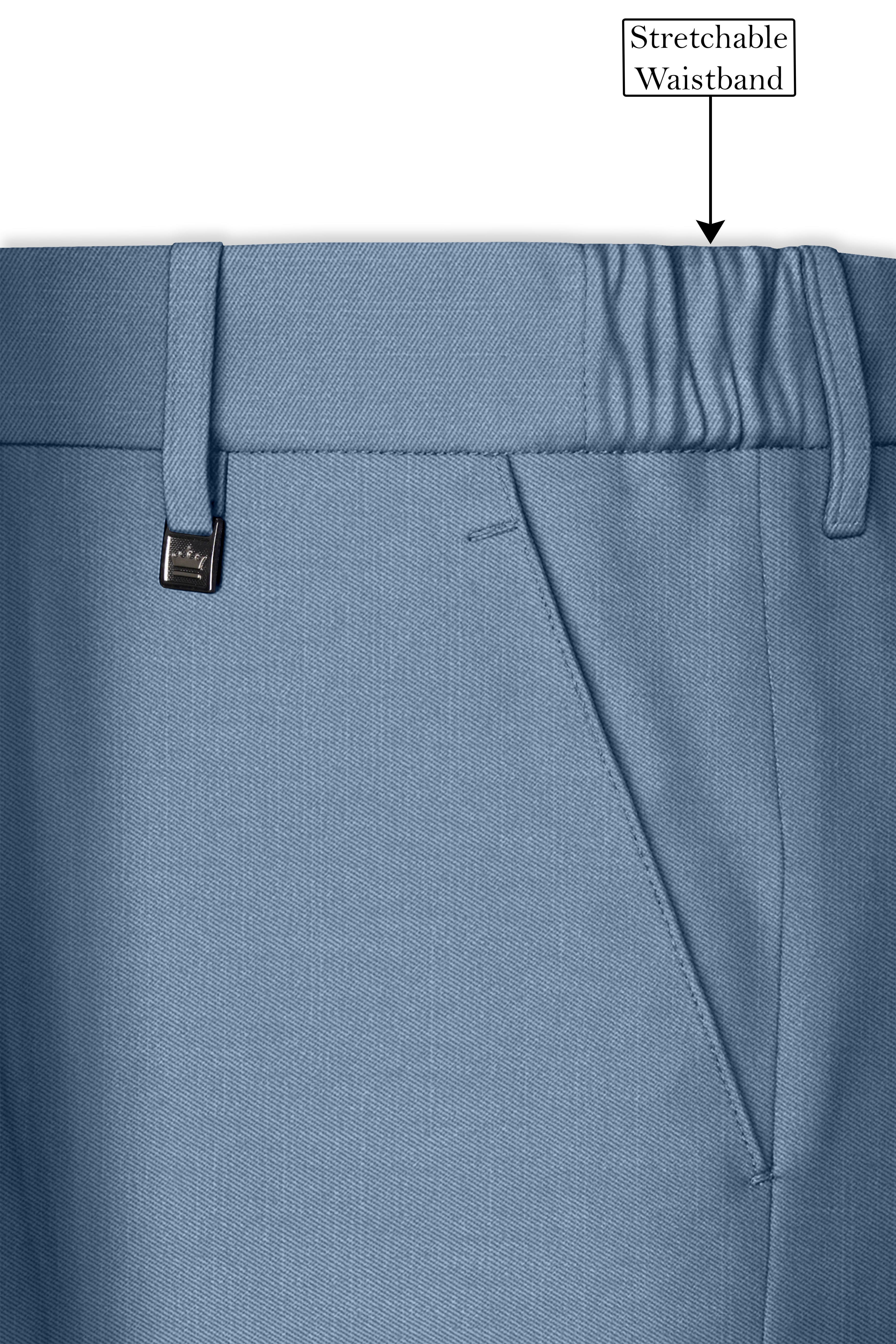 Celestor-Lynch Blue Wool Rich Slight Stretch Waistband Pant