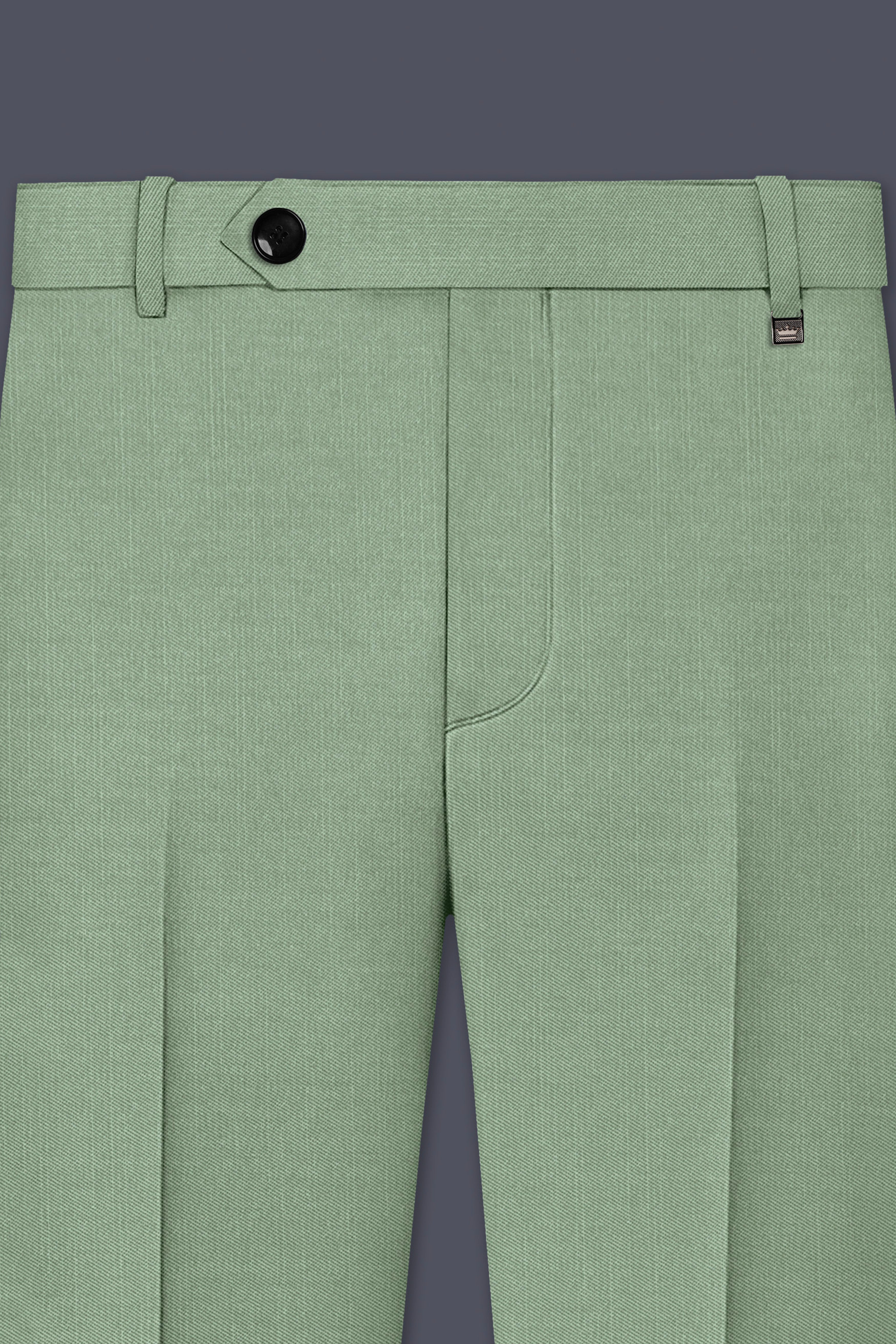 Basil-Spanish Green Wool Rich Slight Stretch Waistband Pant