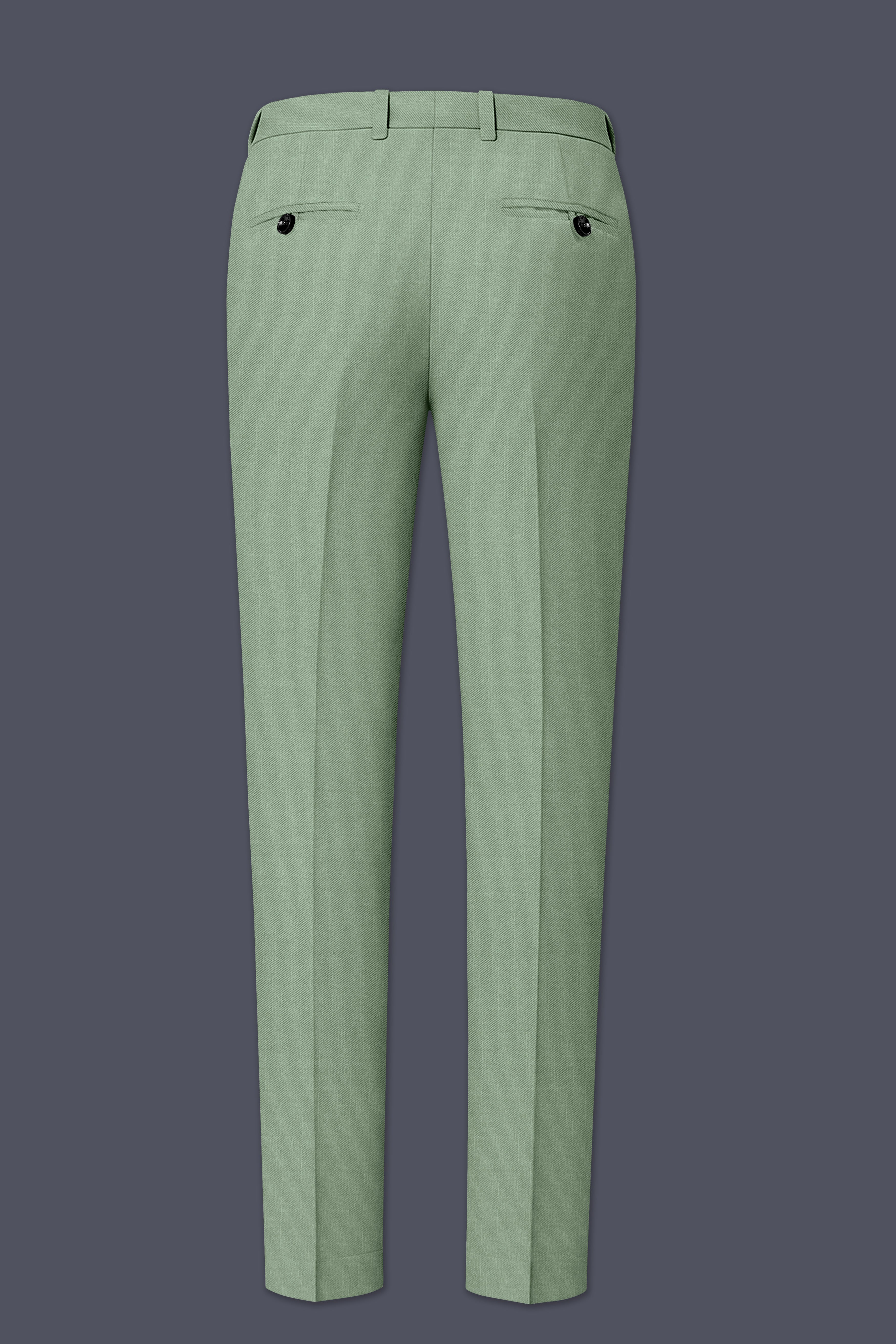 Basil-Spanish Green Wool Rich Slight Stretch Waistband Pant