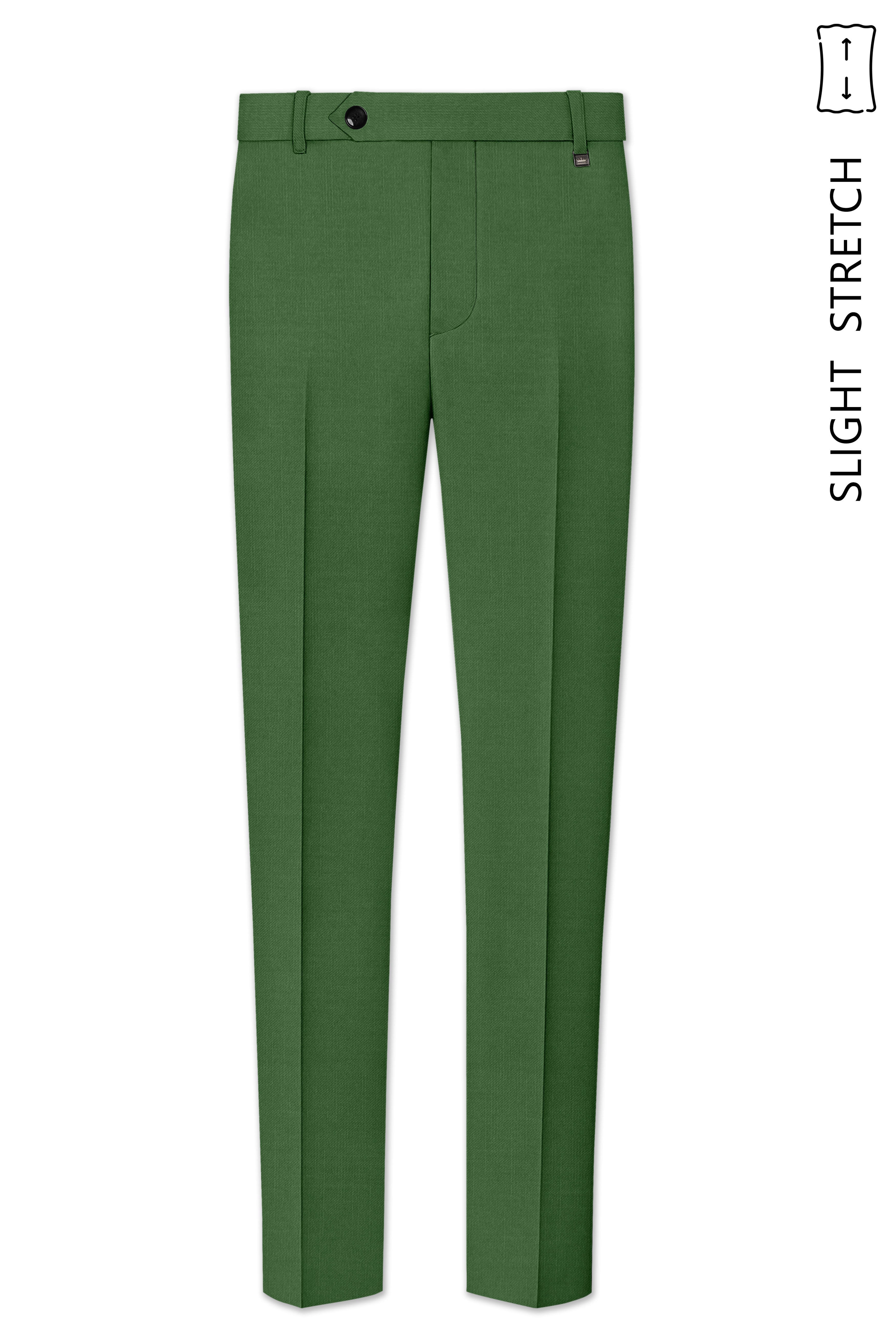Viridian-Forest Green Wool Rich Slight Stretch Waistband Pant