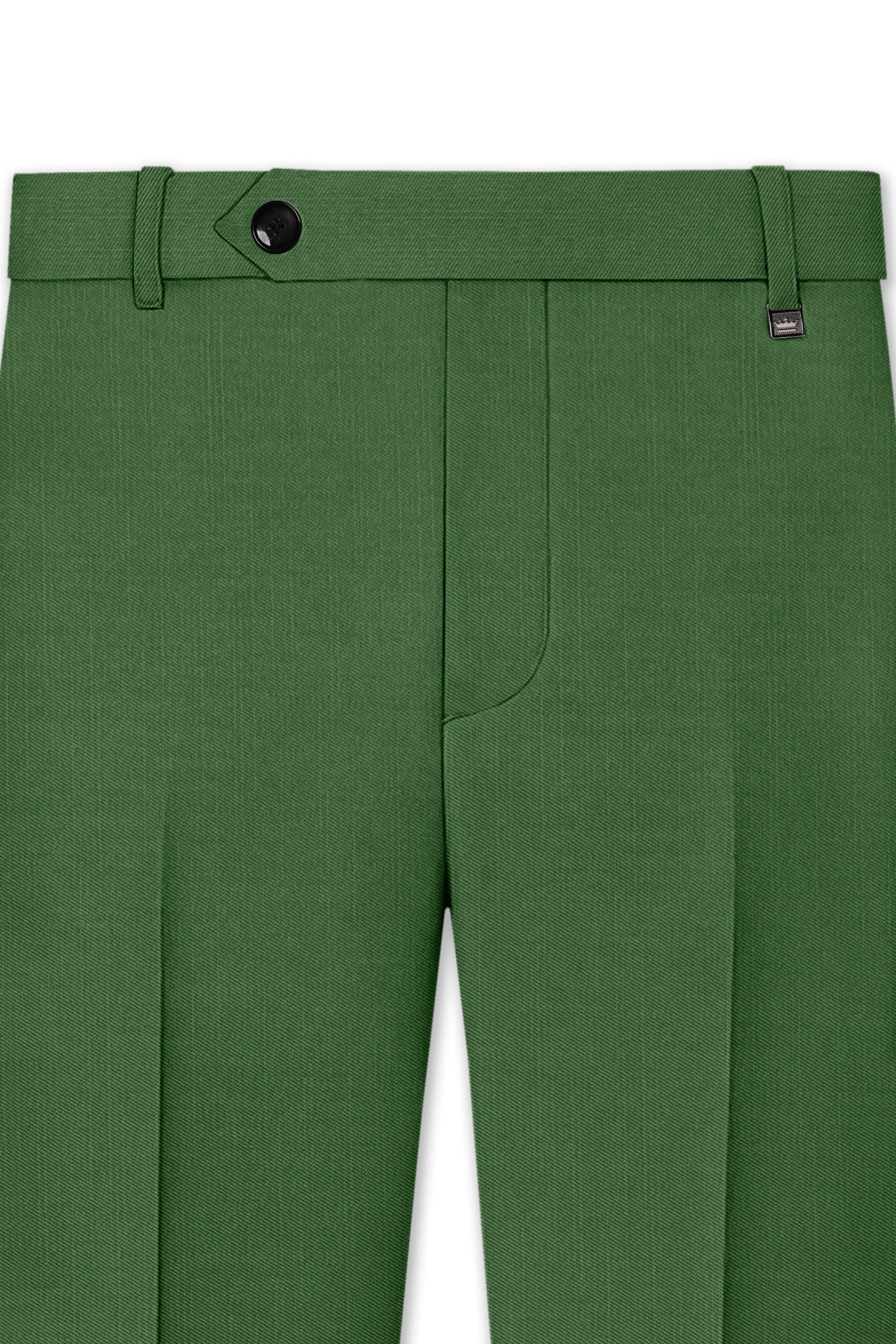Viridian-Forest Green Wool Rich Slight Stretch Waistband Pant