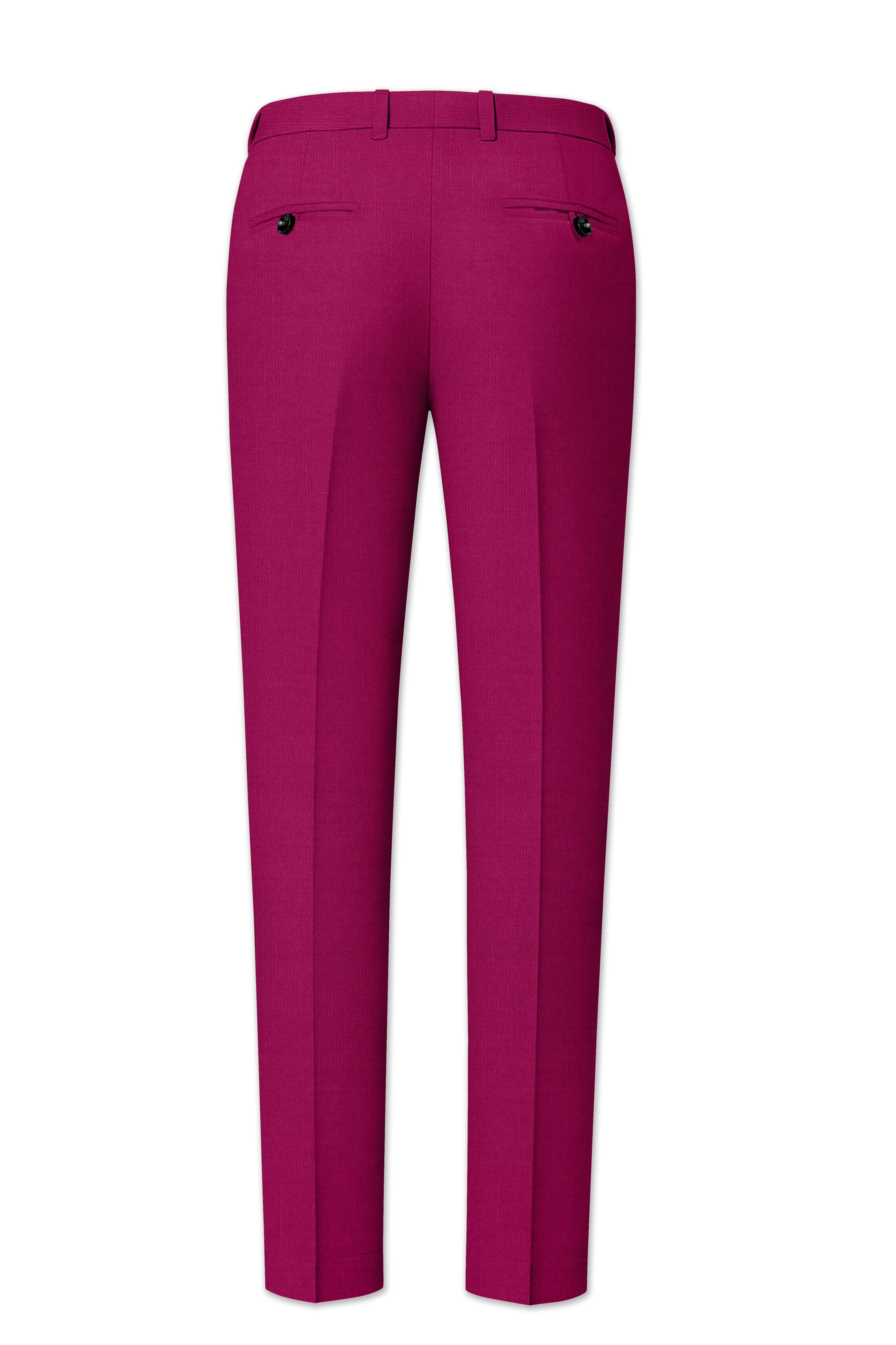 Orchid-Mulberry Pink Wool Rich Slight Stretch Waistband Pant