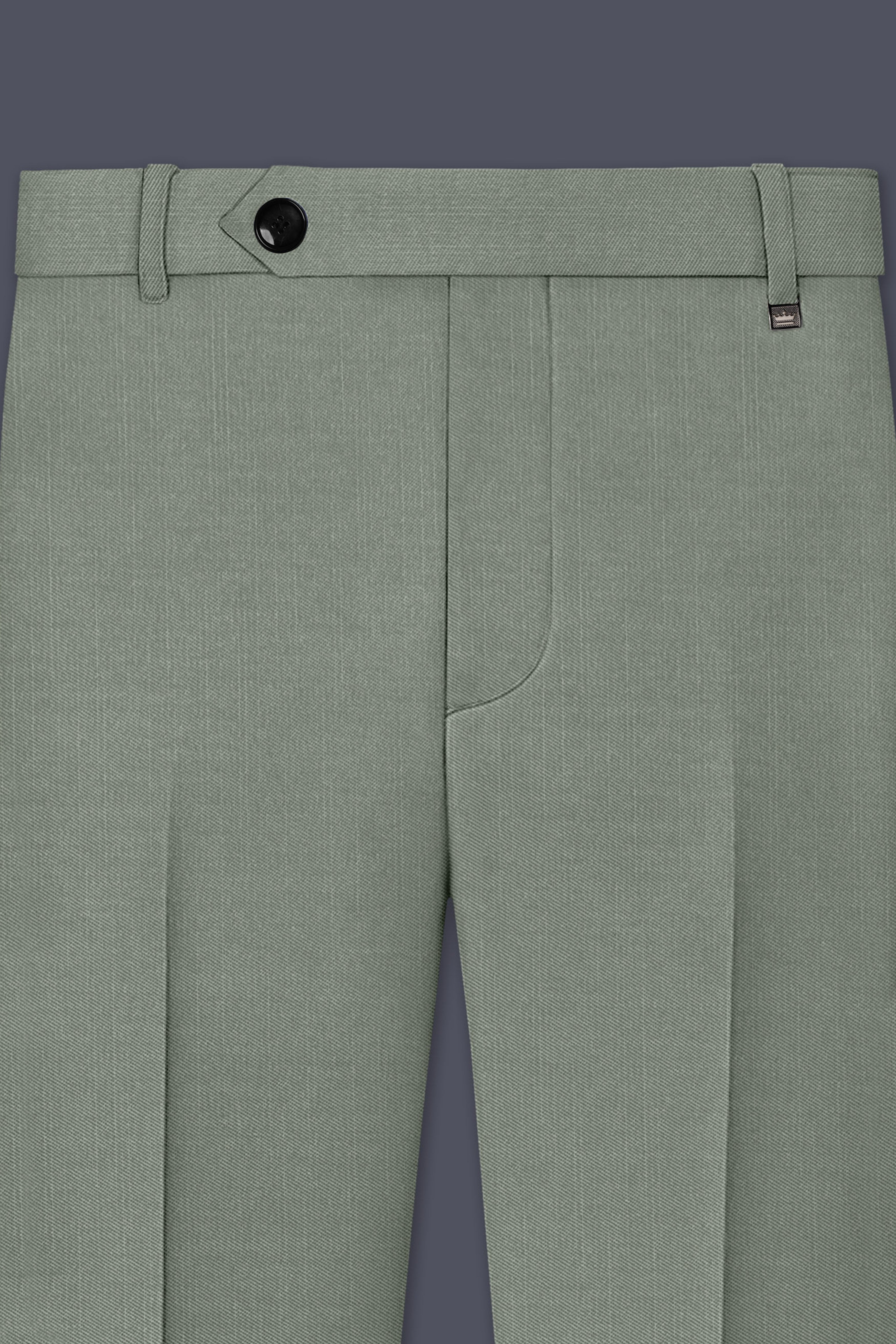 Sage-Smokey Green Wool Rich Slight Stretch Waistband Pant