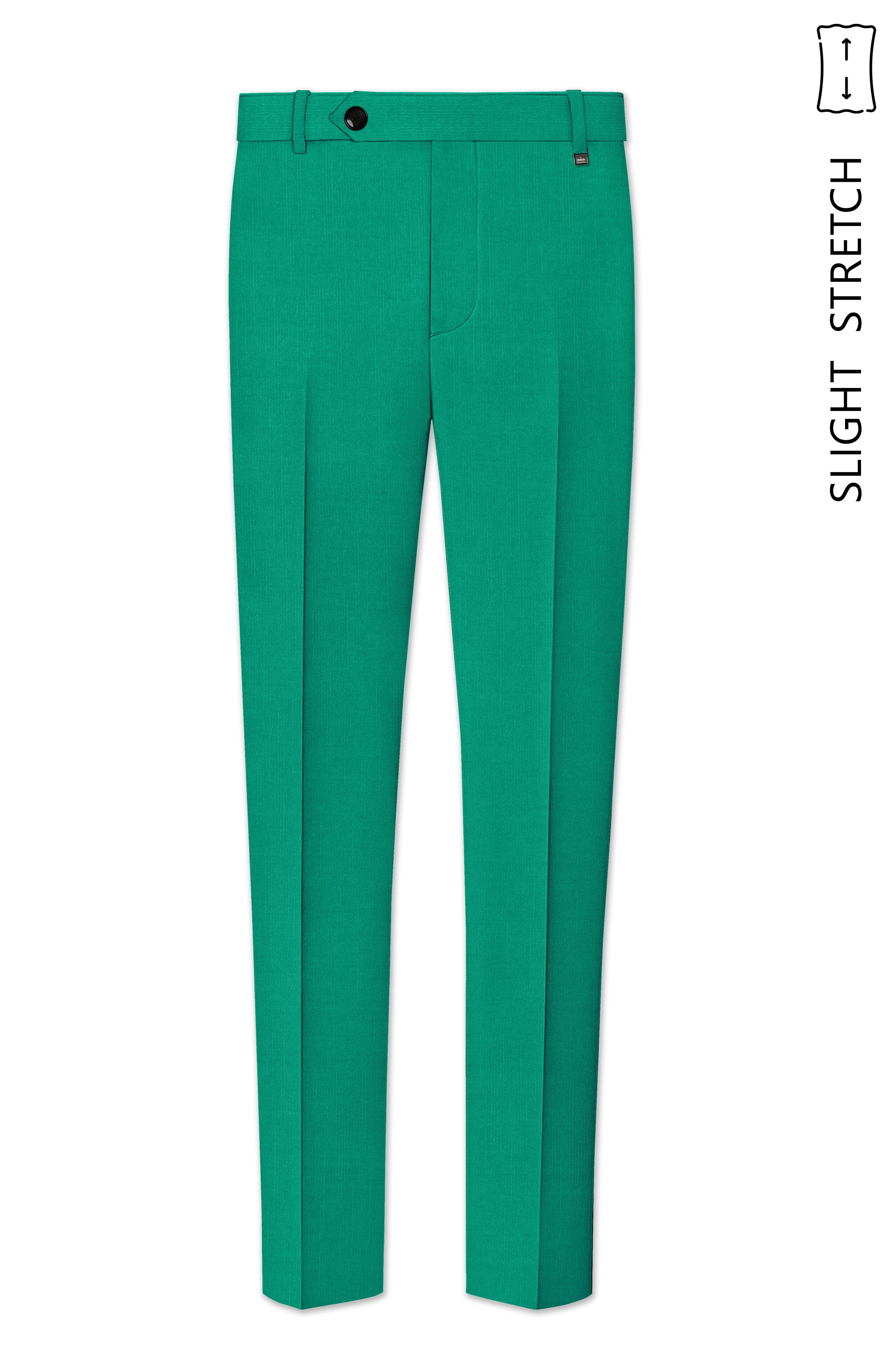 Emerald-Tropical Green Wool Rich Slight Stretch Waistband Pant