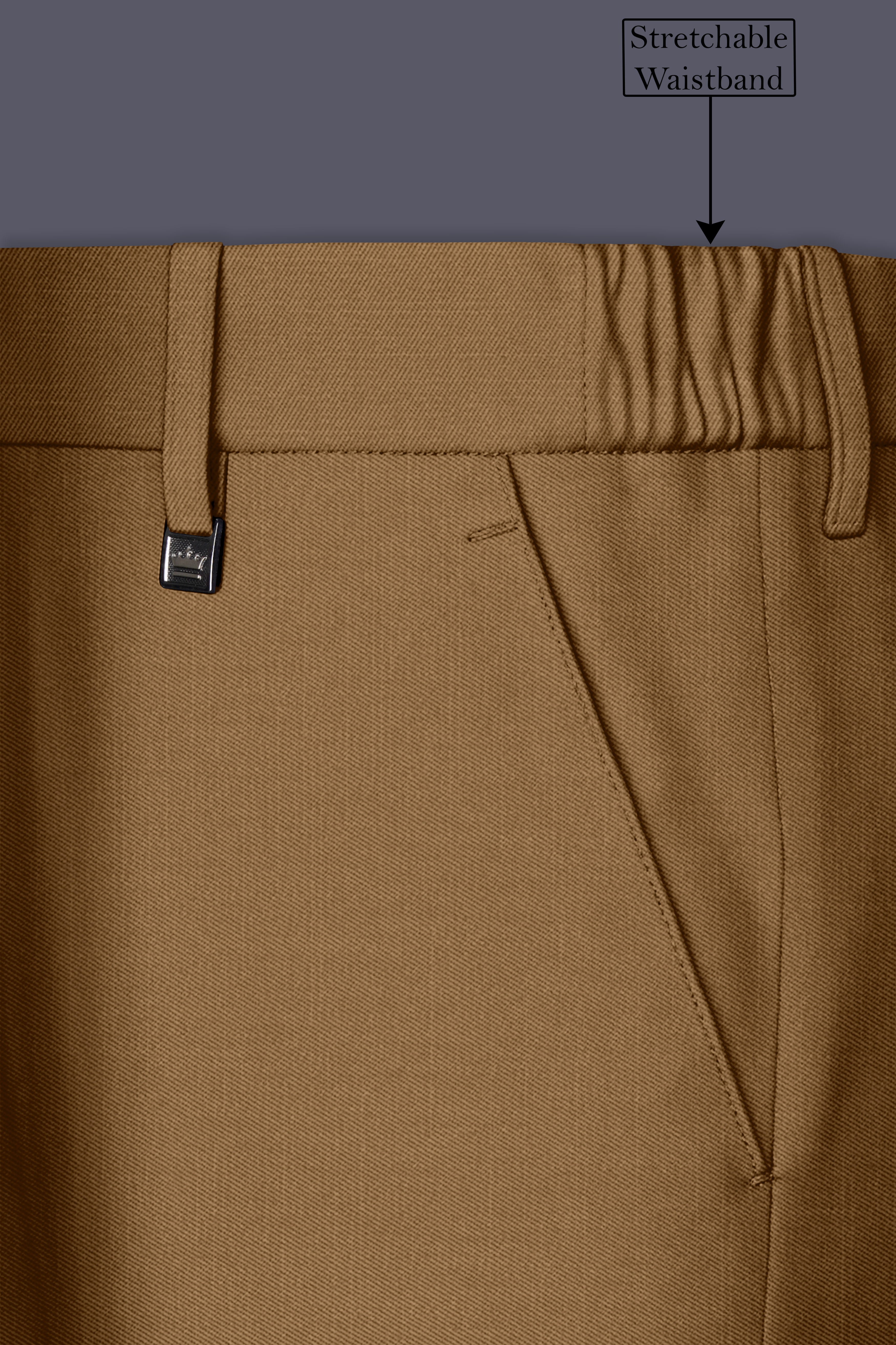 Sapphire-Potters Brown Wool Rich Slight Stretch Waistband Pant
