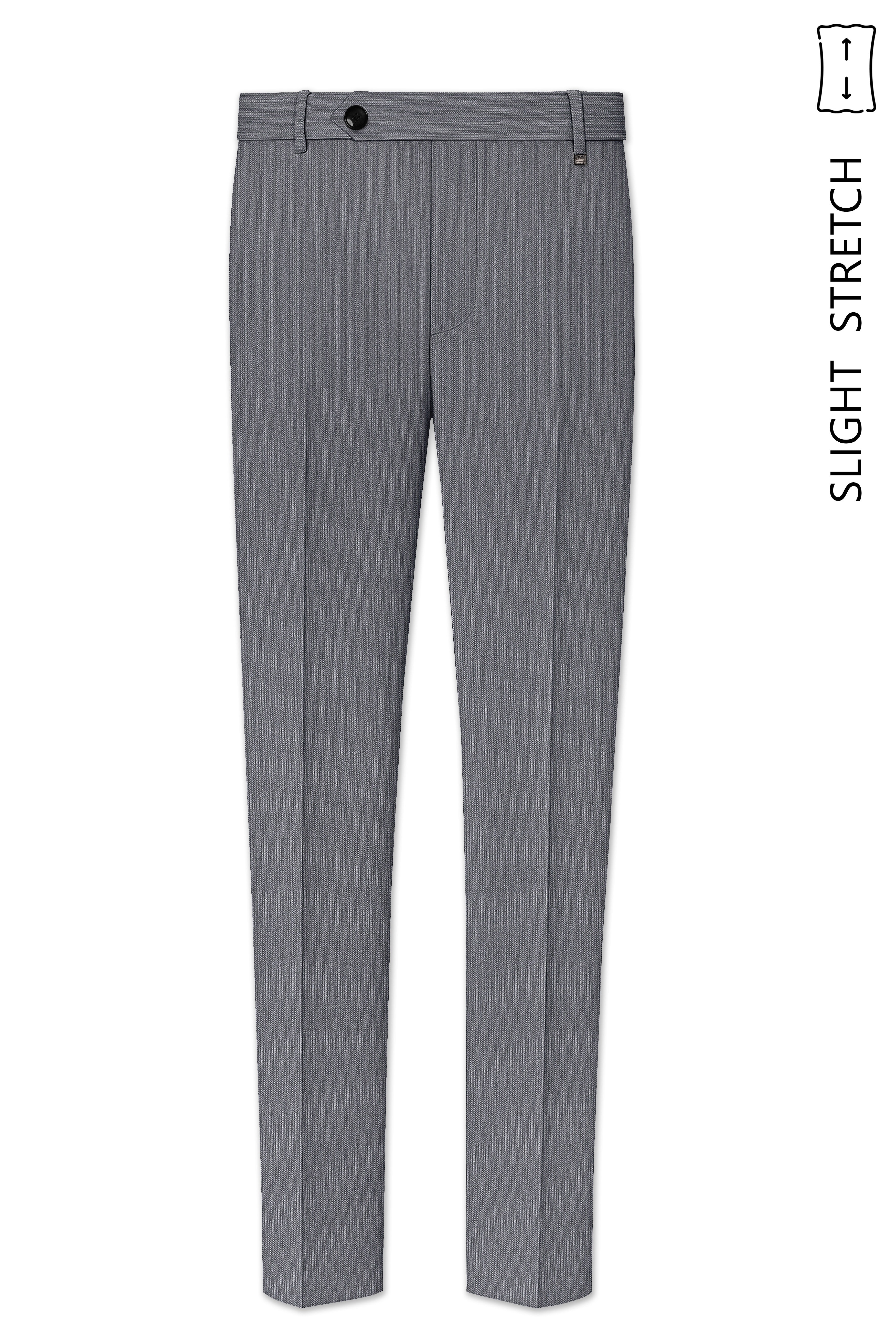 Apex-Ironside Gray Pencil Striped Wool Rich Slight Stretch Waistband Pant