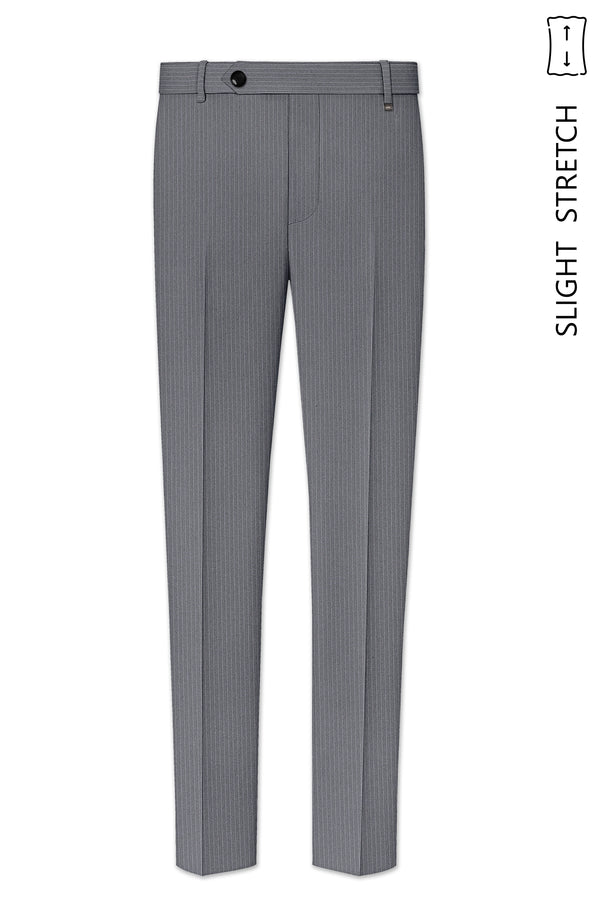 Apex-Ironside Gray Pencil Striped Wool Rich Slight Stretch Waistband Pant