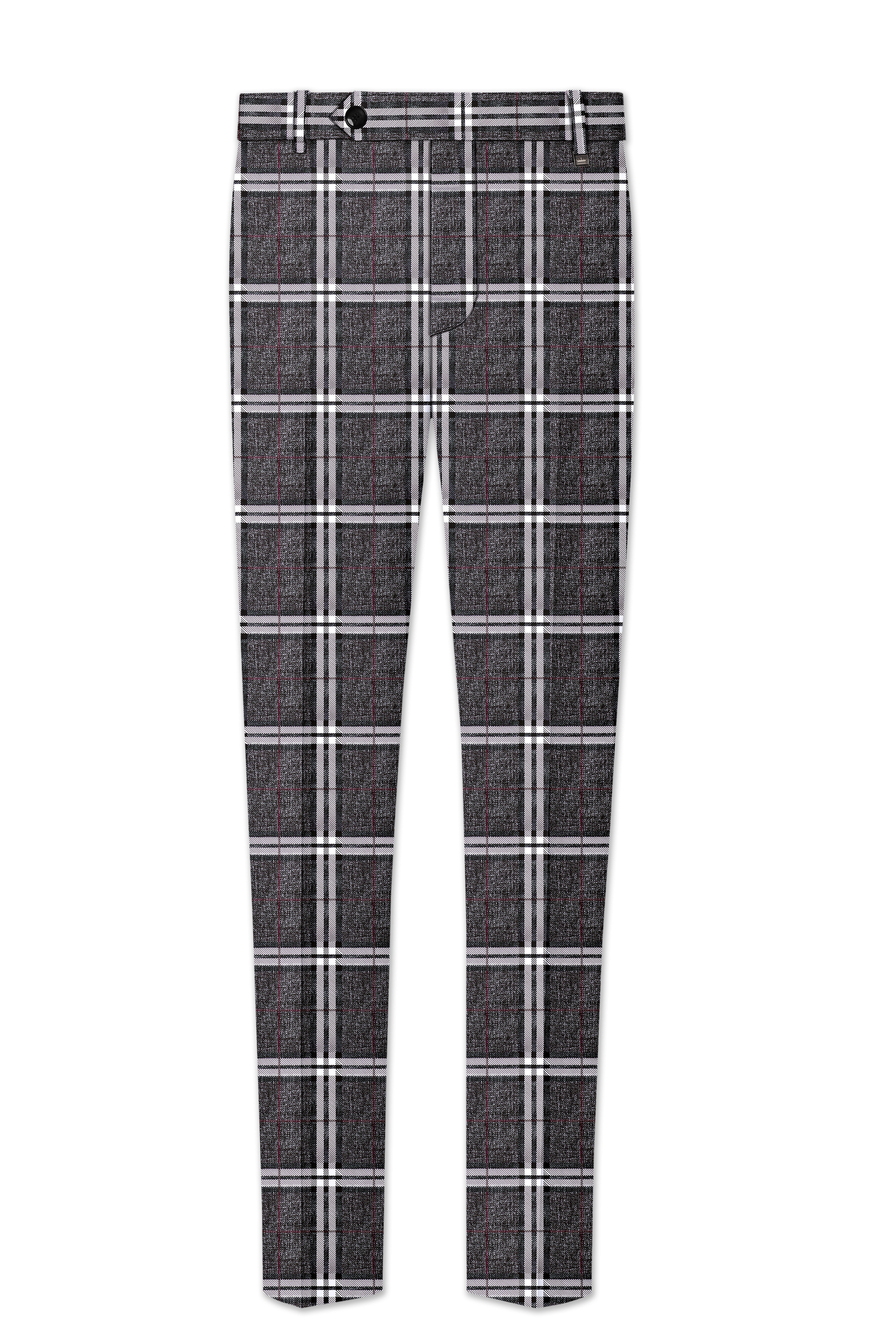 Axiom-Granite Gray Plaid Wool Rich Waistband Pant