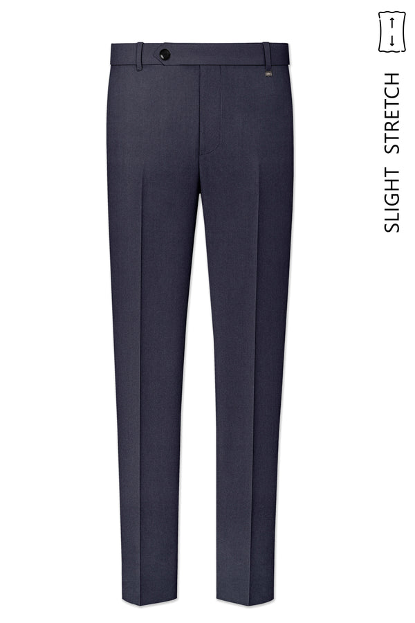 Obsidian-Paynes Gray Diamond Textured Wool Rich Slight Stretch Waistband Pant