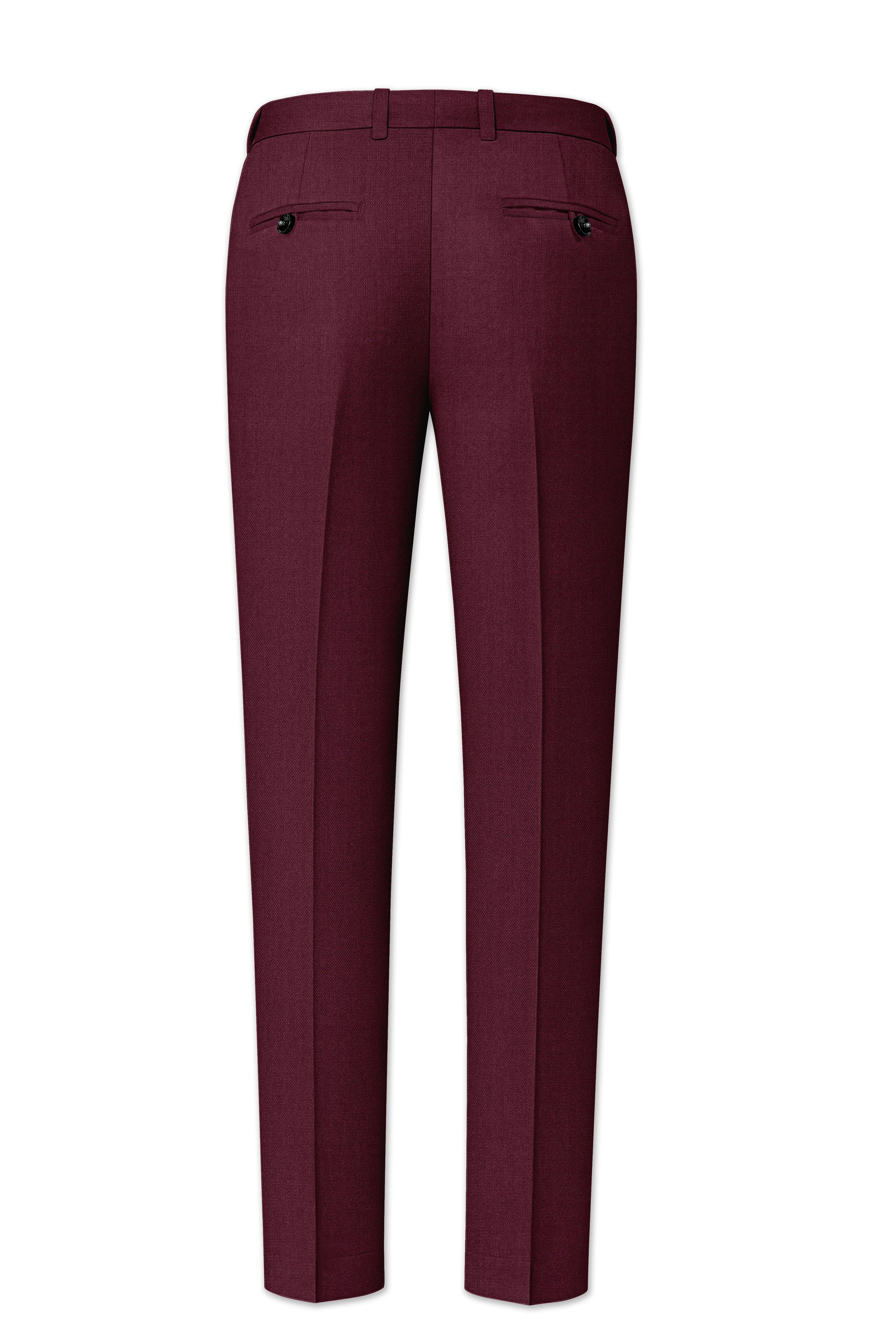 Imperial-Crater Maroon Diamond Textured Wool Rich Slight Stretch Waistband Pant