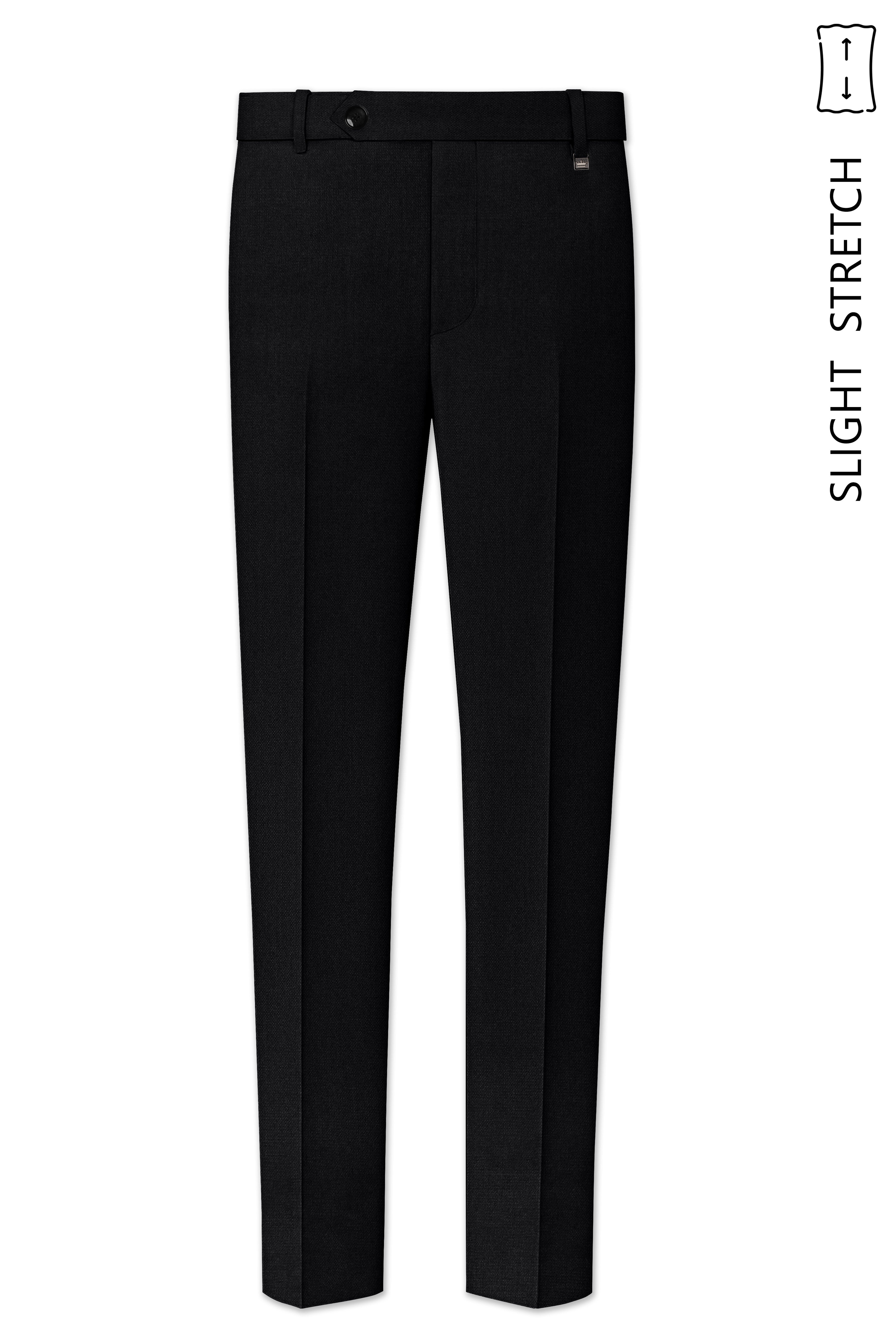 Regal-Jade Black Diamond Textured Wool Rich Slight Stretch Waistband Pant