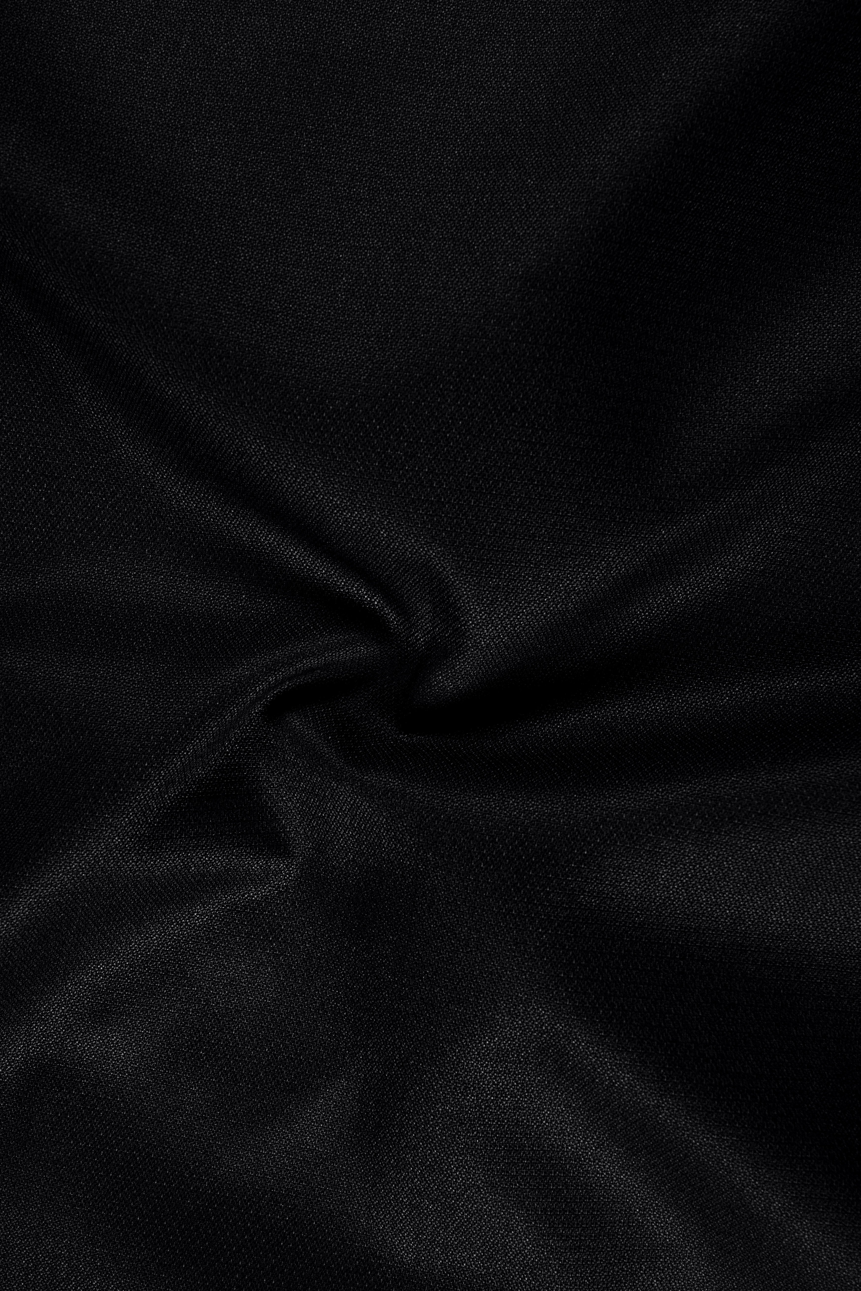 Regal-Jade Black Diamond Textured Wool Rich Slight Stretch Waistband Pant