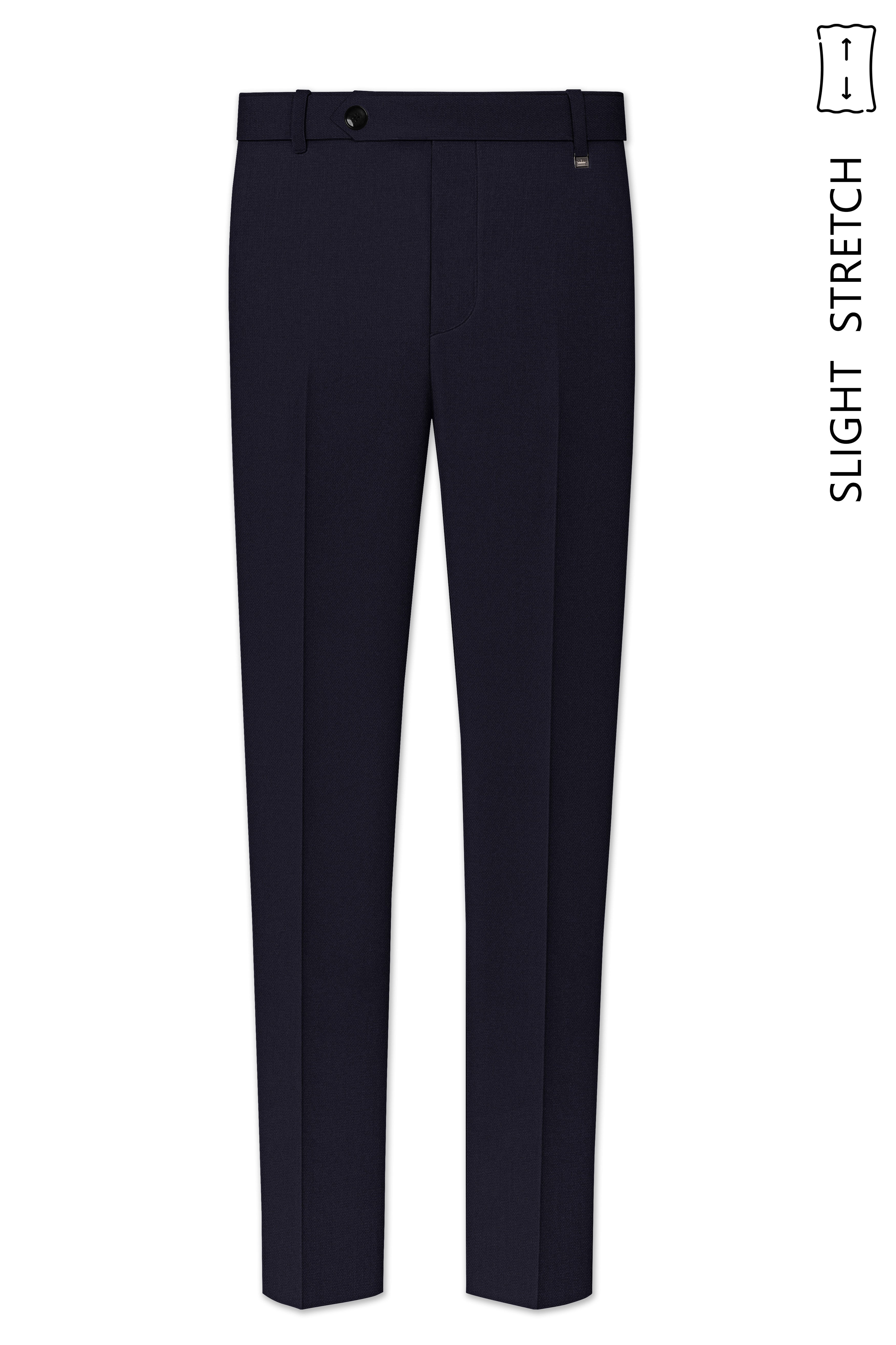 Monarch-Vulcan Blue Diamond Textured Wool Rich Slight Stretch Waistband Pant