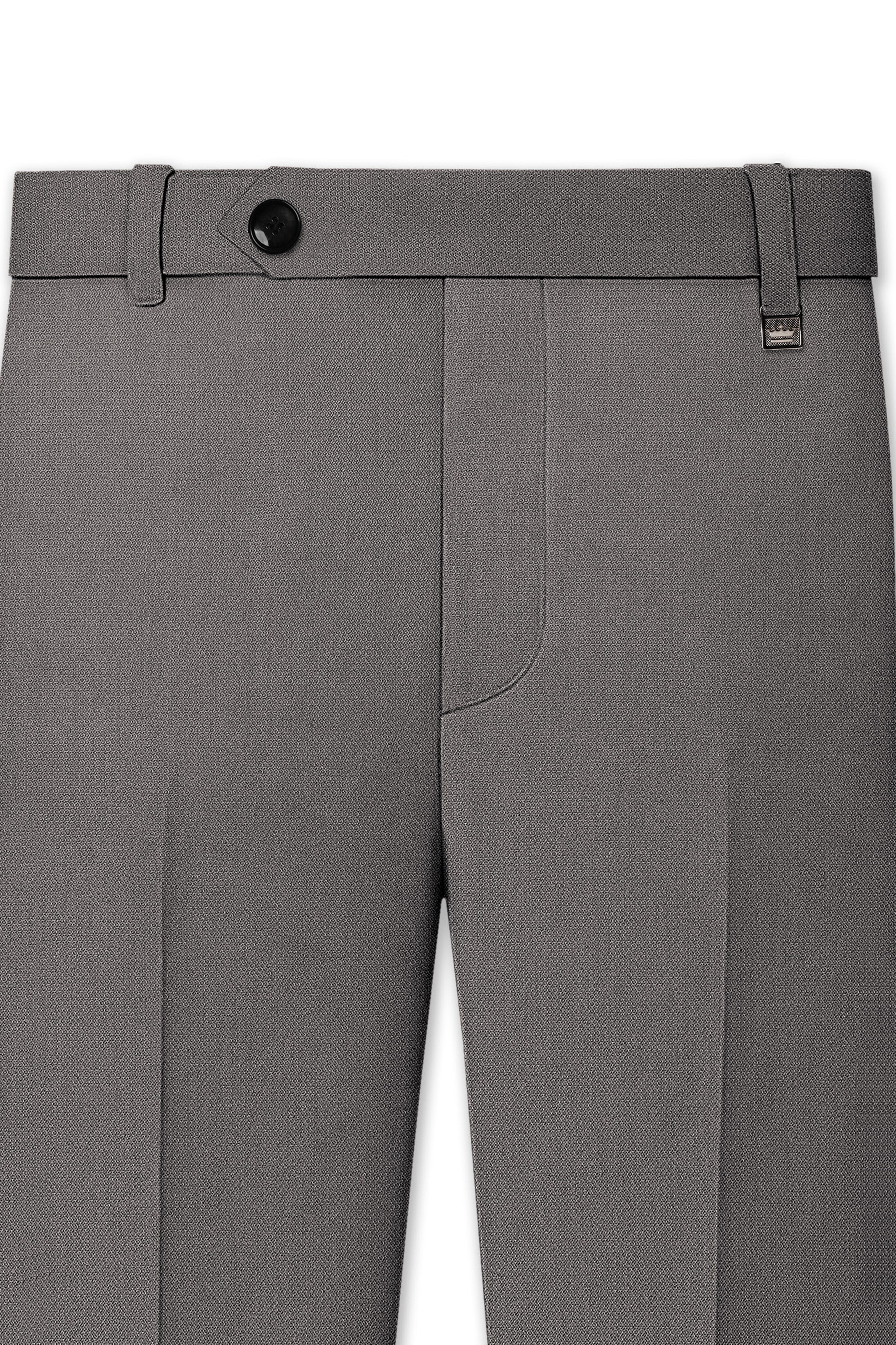 Sterling-Ironside Gray Diamond Textured Wool Rich Slight Stretch Waistband Pant