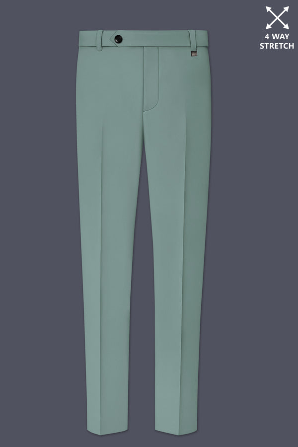 Verde-Korean Spanish Green 4-Way Stretch Wrinkle-Free Wool Rich Stretchable Waistband Pant