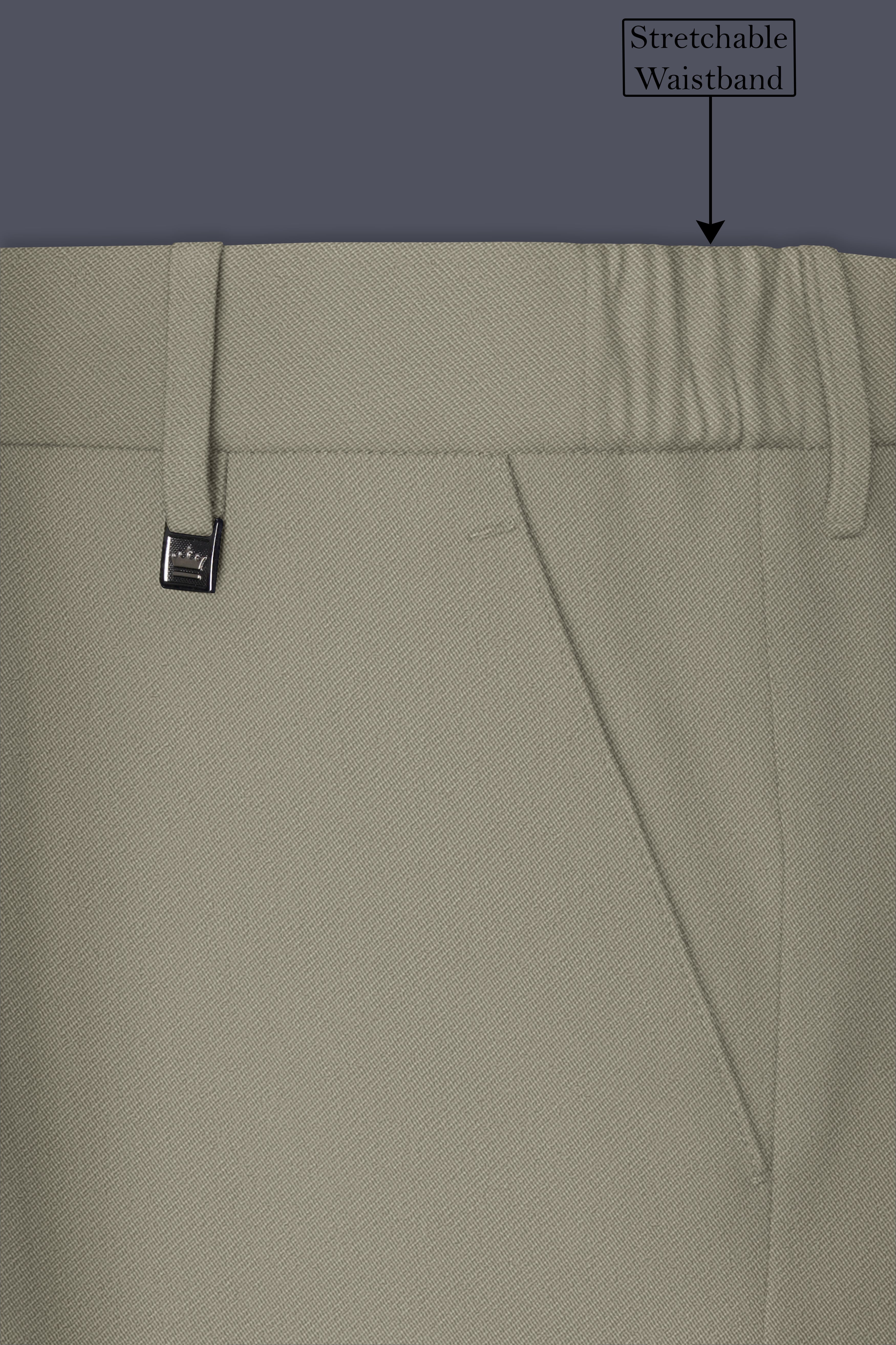 Loden-Korean Kokoda Green 4-Way Stretch Wrinkle-Free Wool Rich Stretchable Waistband Pant