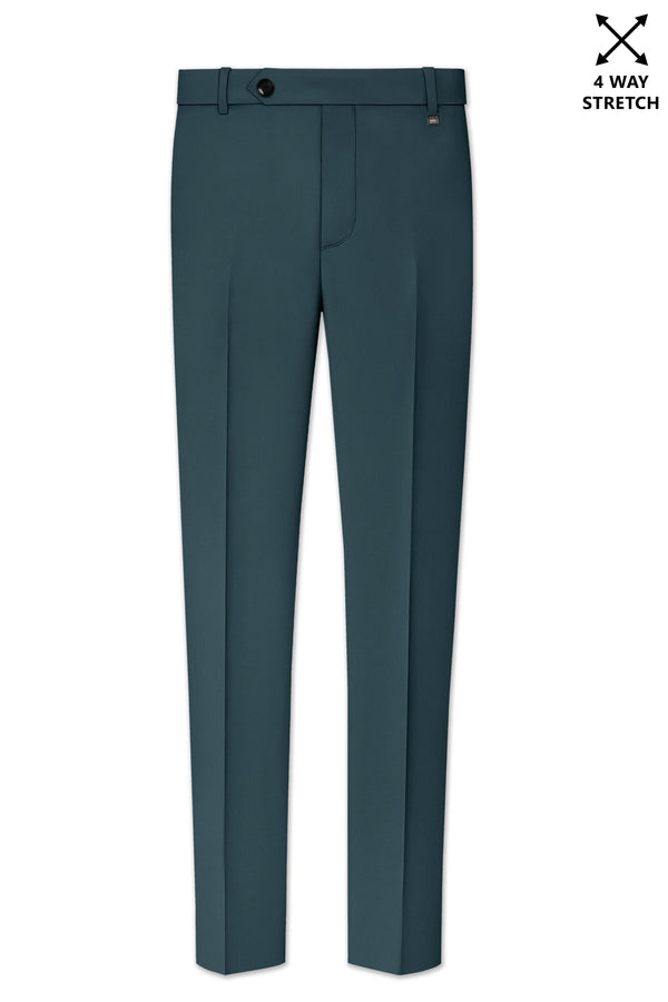 Navaro-Korean Gable Blue 4-Way Stretch Wrinkle-Free Wool Rich Stretchable Waistband Pant