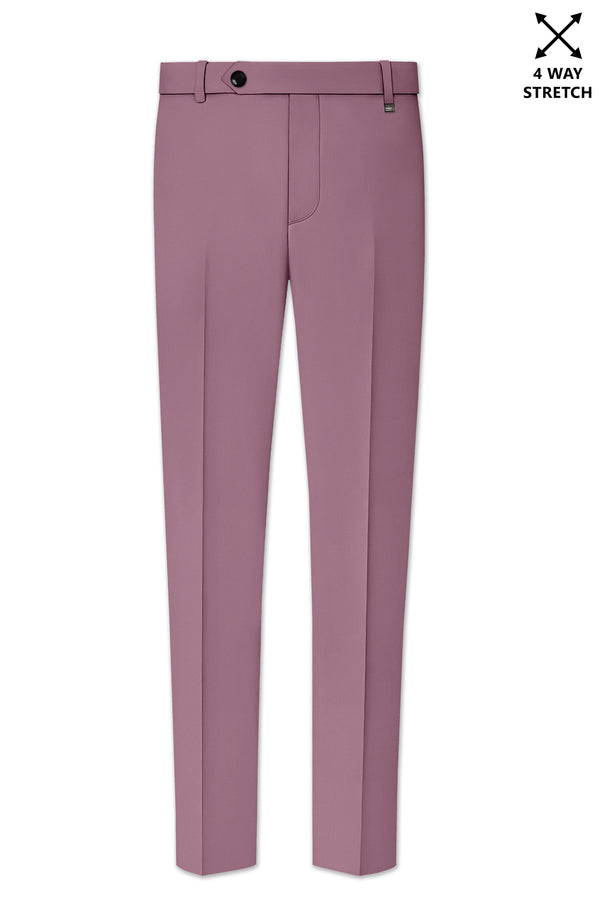 Rouge-Korean Opium Pink 4-Way Stretch Wrinkle-Free Wool Rich Stretchable Waistband Pant