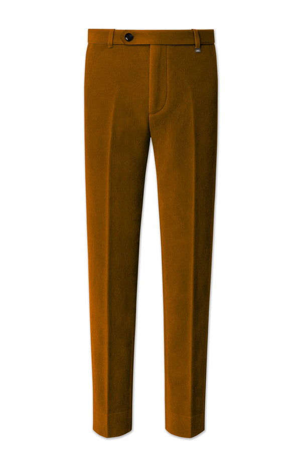 Cavaro-Saddle Brown Velvet Stretchable Waistband Pant