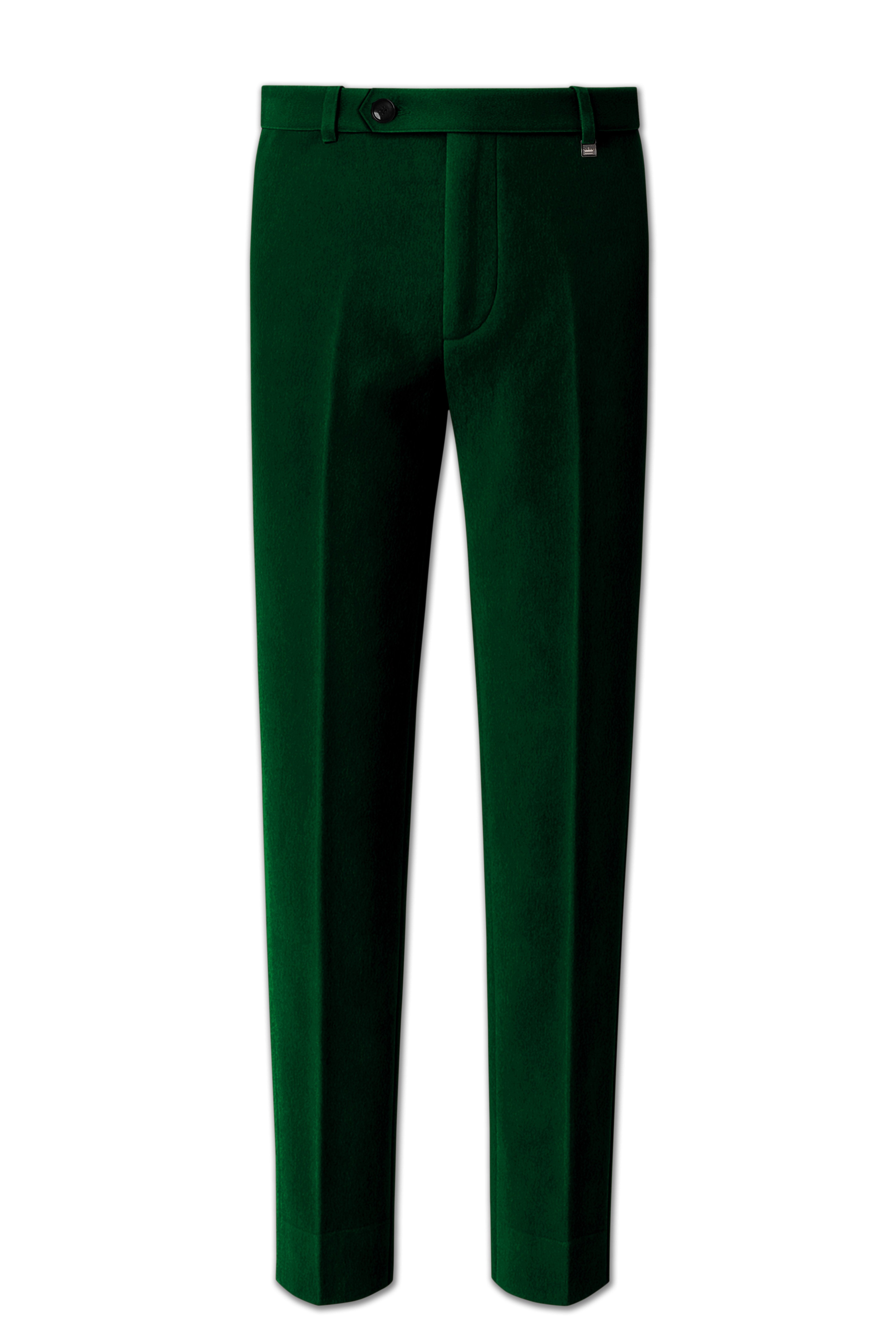 Aurel-Burnham Green Velvet Stretchable Waistband Pant