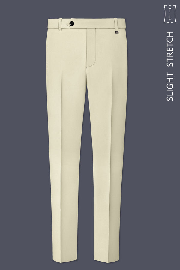 Ivory-Sisal Cream Slight Stretch Subtle Sheen Poly-Viscose Waistband Pant