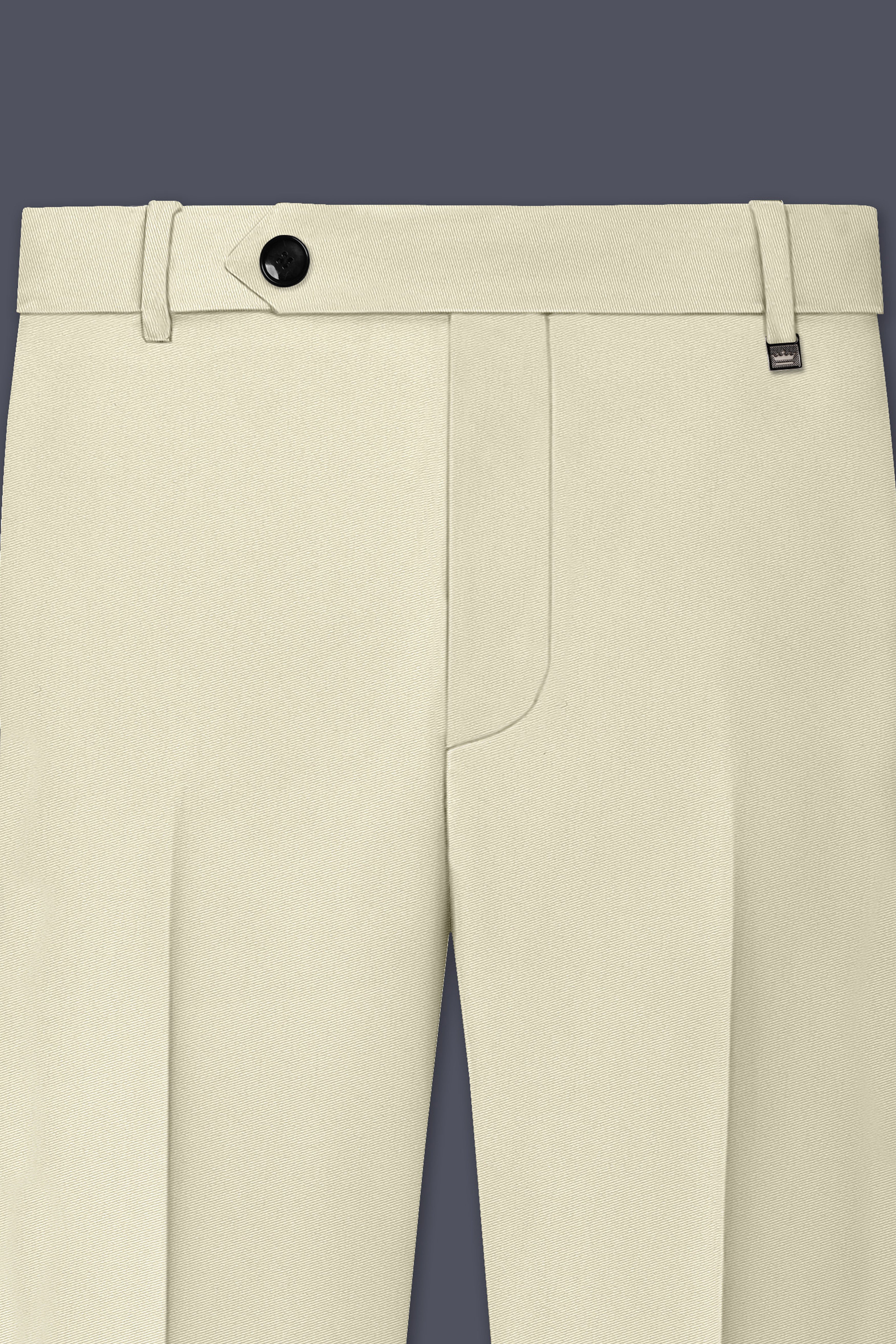 Ivory-Sisal Cream Slight Stretch Subtle Sheen Poly-Viscose Waistband Pant