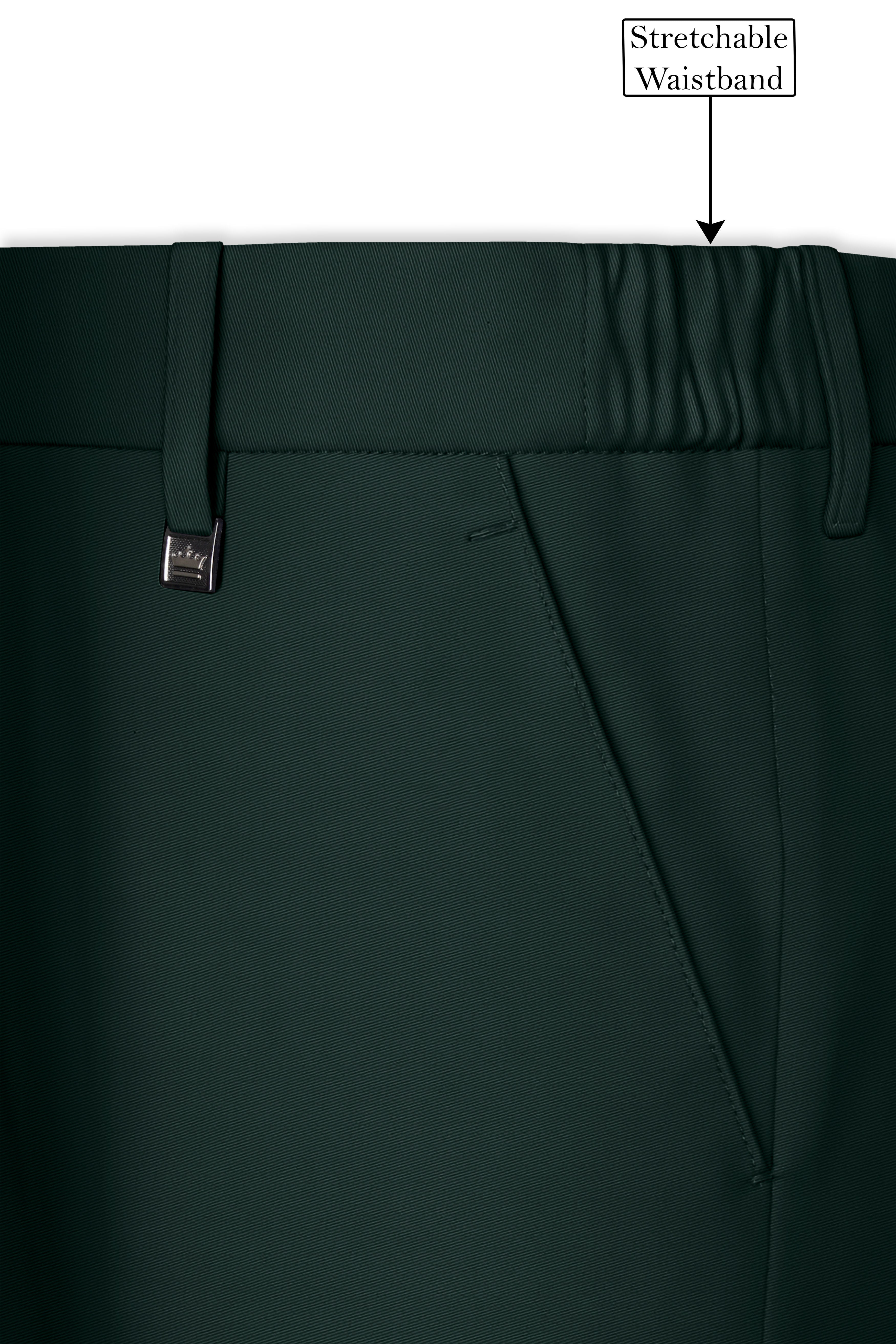 Viridian-Gable Green Slight Stretch Subtle Sheen Poly-Viscose Waistband Pant