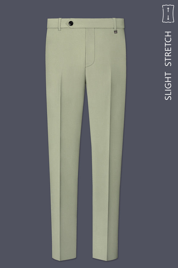 Verdan-Sage Green Slight Stretch Subtle Sheen Poly-Viscose Waistband Pant