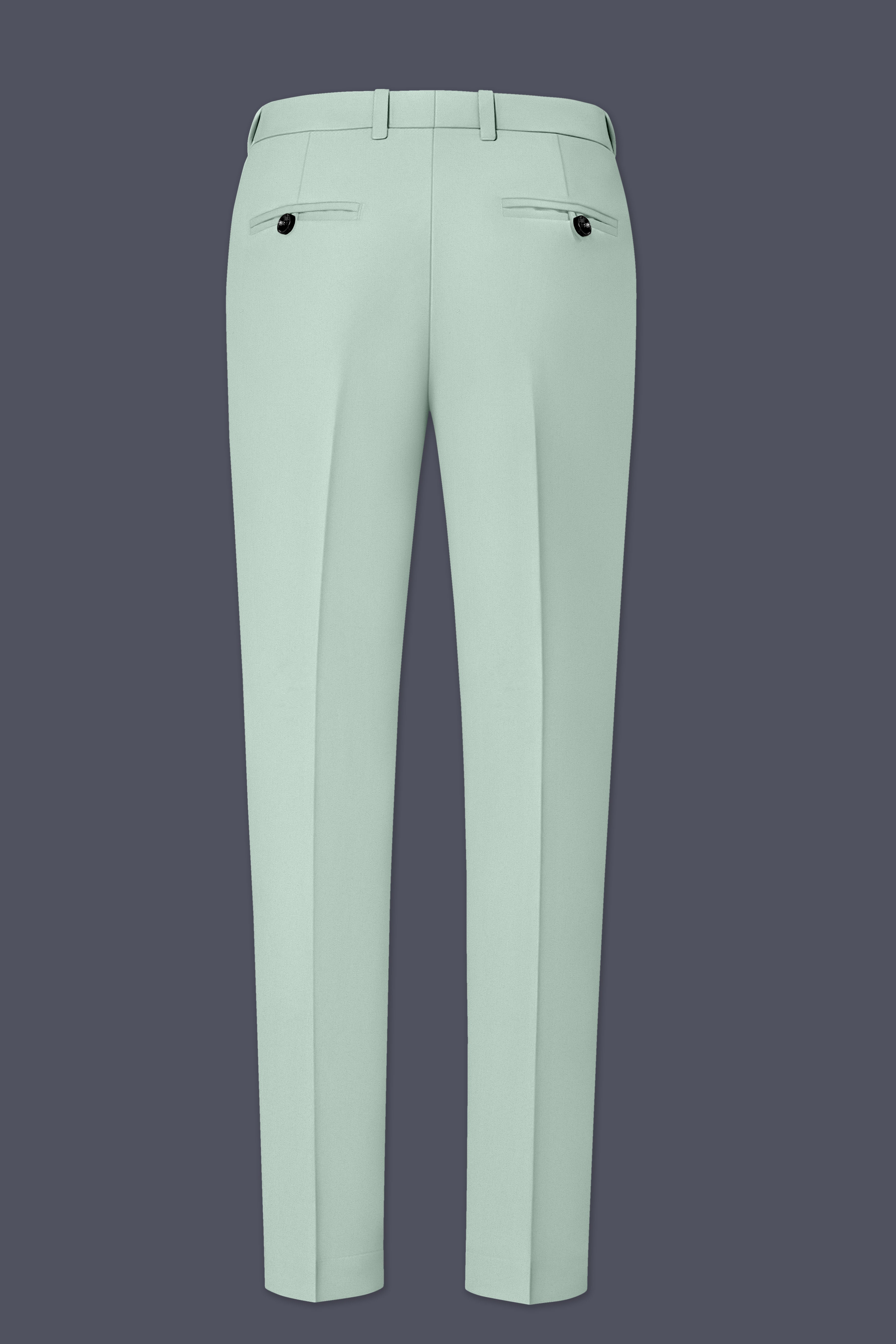 Umbra-Shadow Green Slight Stretch Subtle Sheen Poly-Viscose Waistband Pant