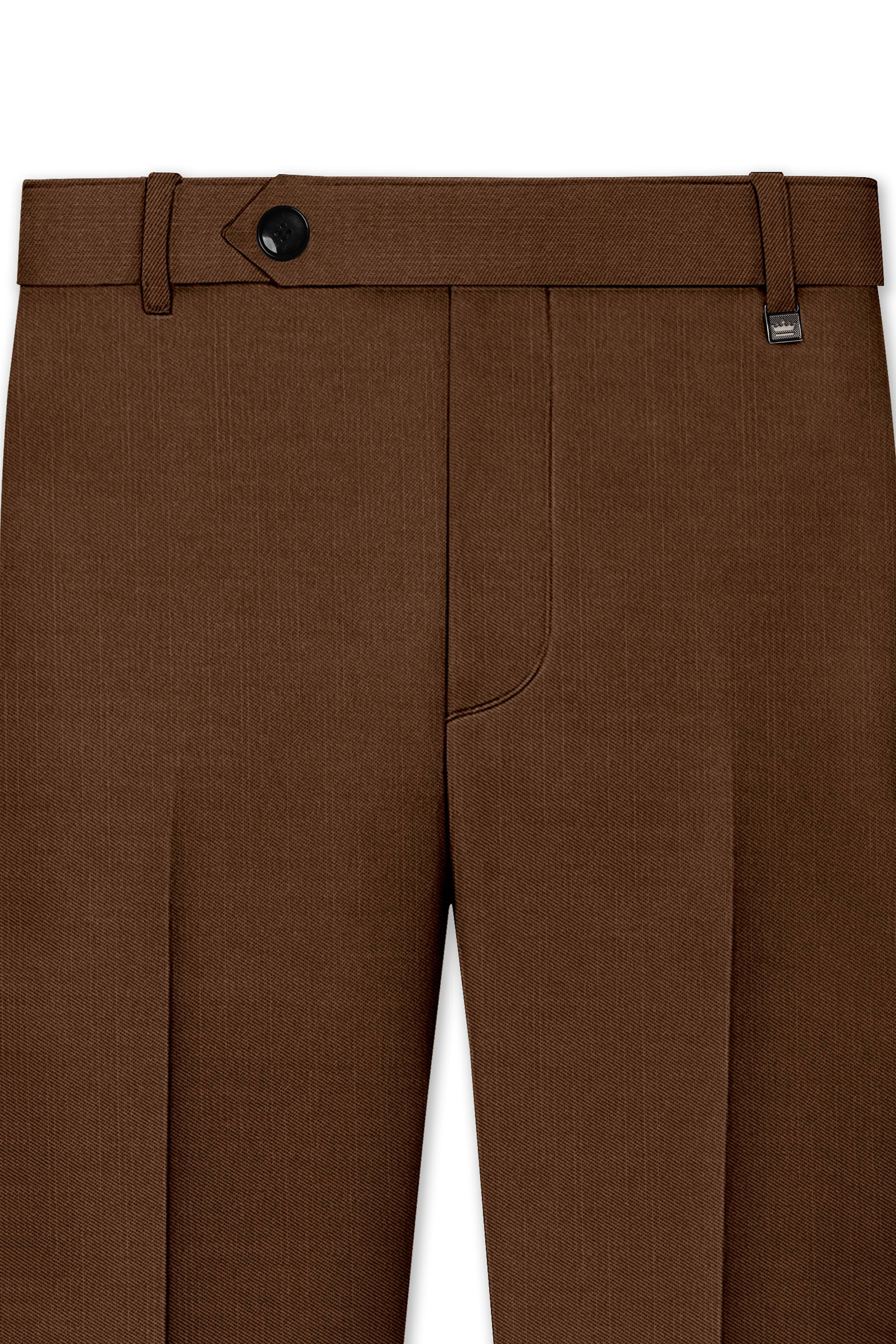 Havron-Derby Brown Wool Rich Slight Stretch Waistband Pant