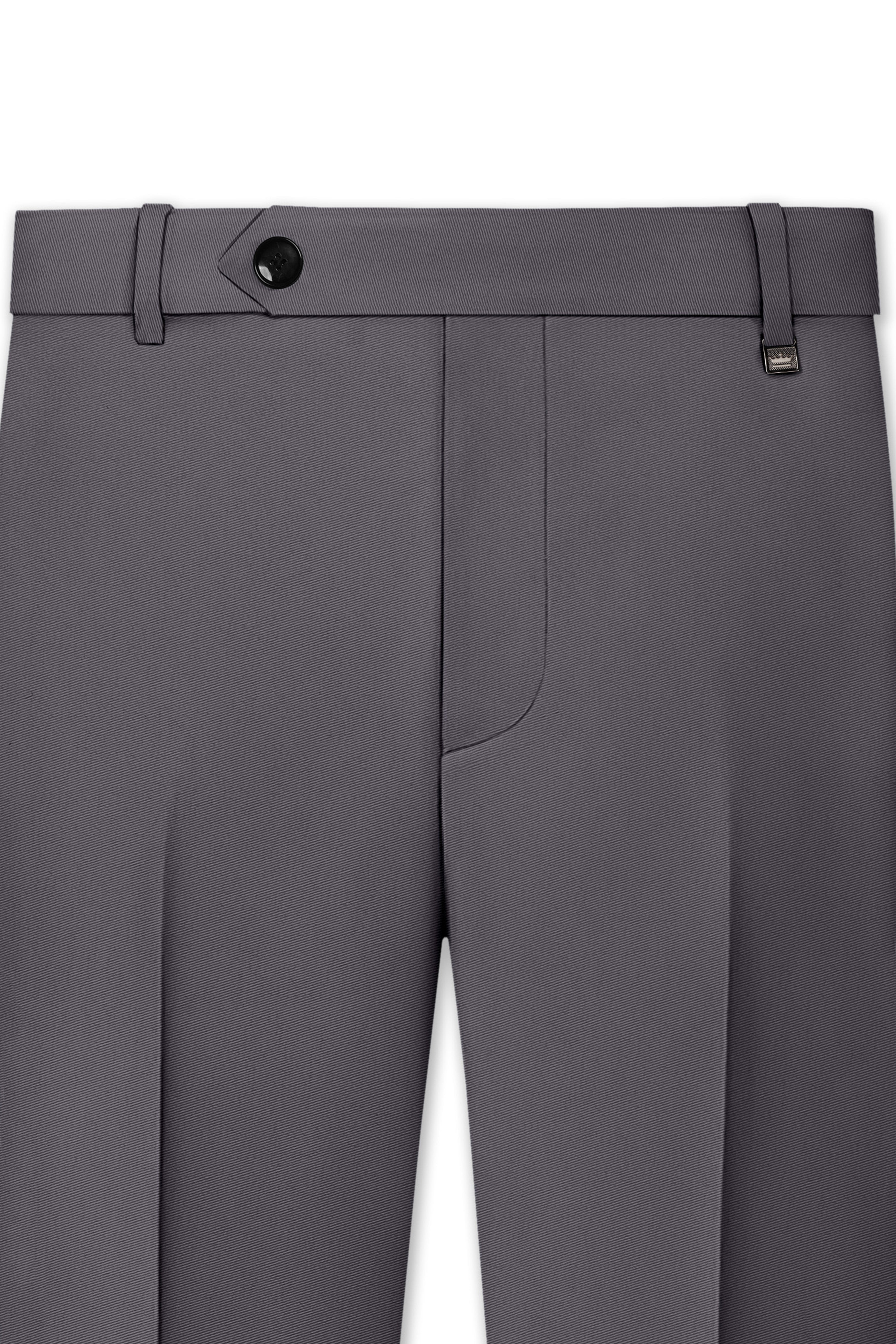 Veltrix-Fuscous Gray Slight Stretch Subtle Sheen Poly-Viscose Waistband Pant