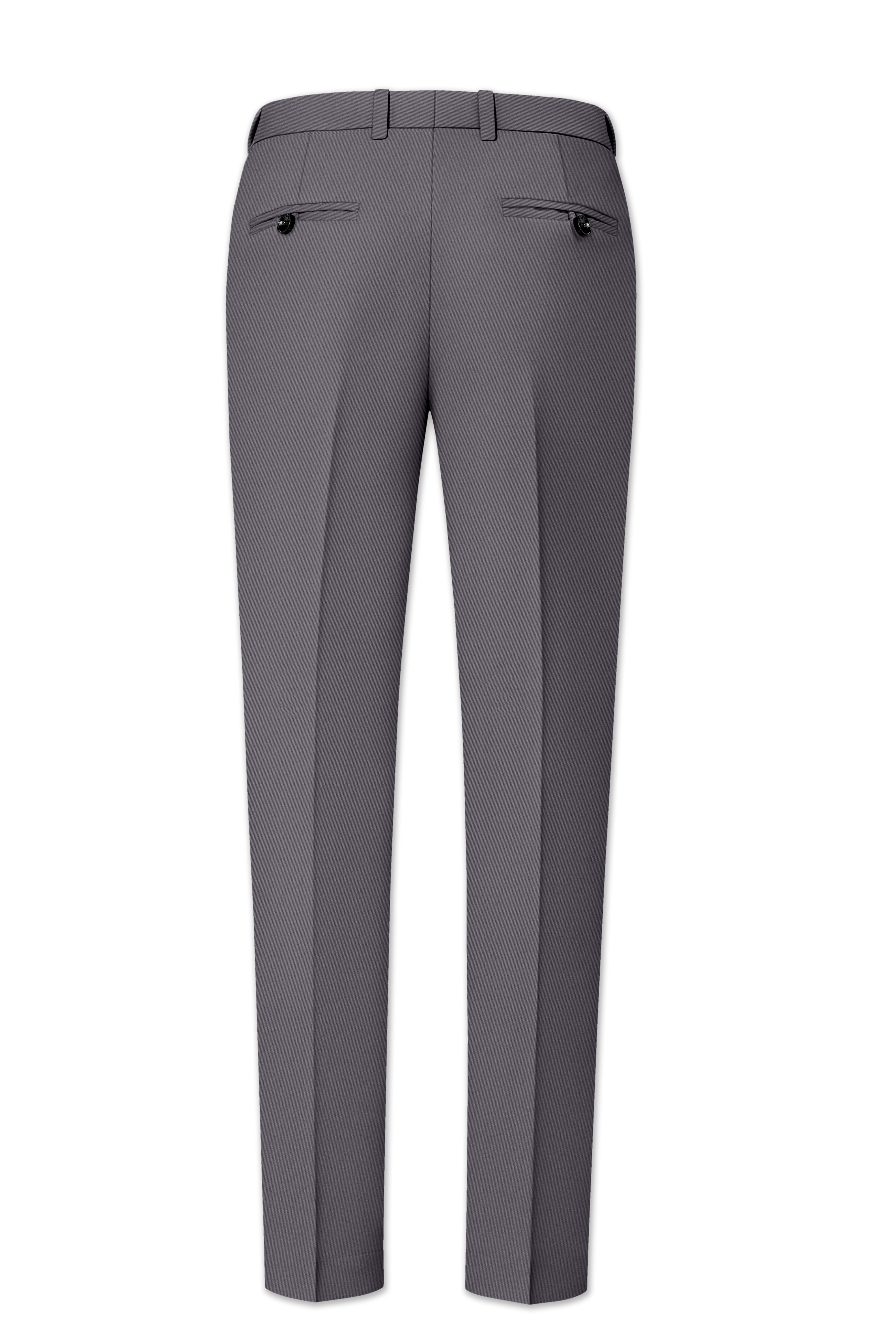 Veltrix-Fuscous Gray Slight Stretch Subtle Sheen Poly-Viscose Waistband Pant
