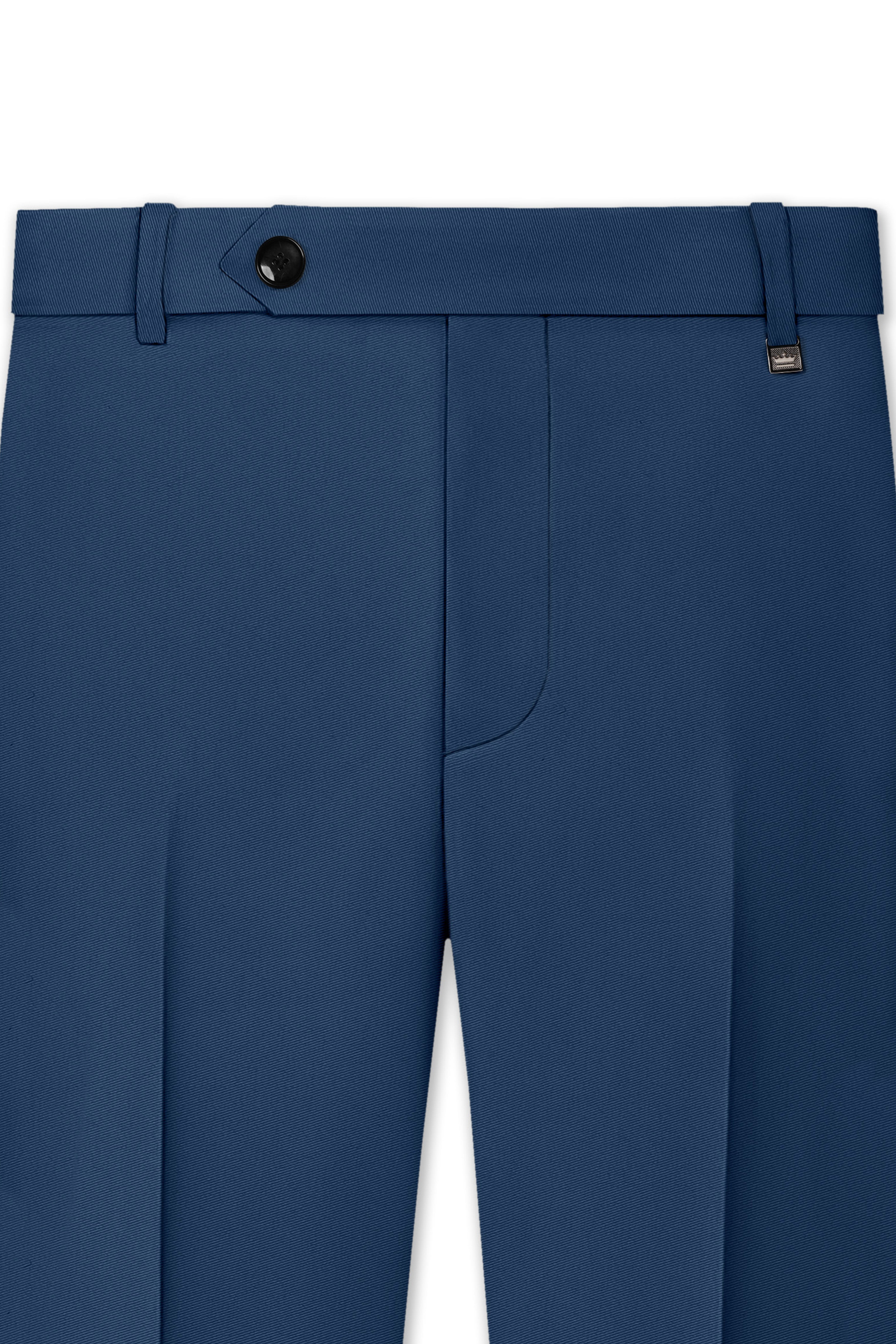Azuron-Rhino Blue Slight Stretch Subtle Sheen Poly-Viscose Waistband Pant
