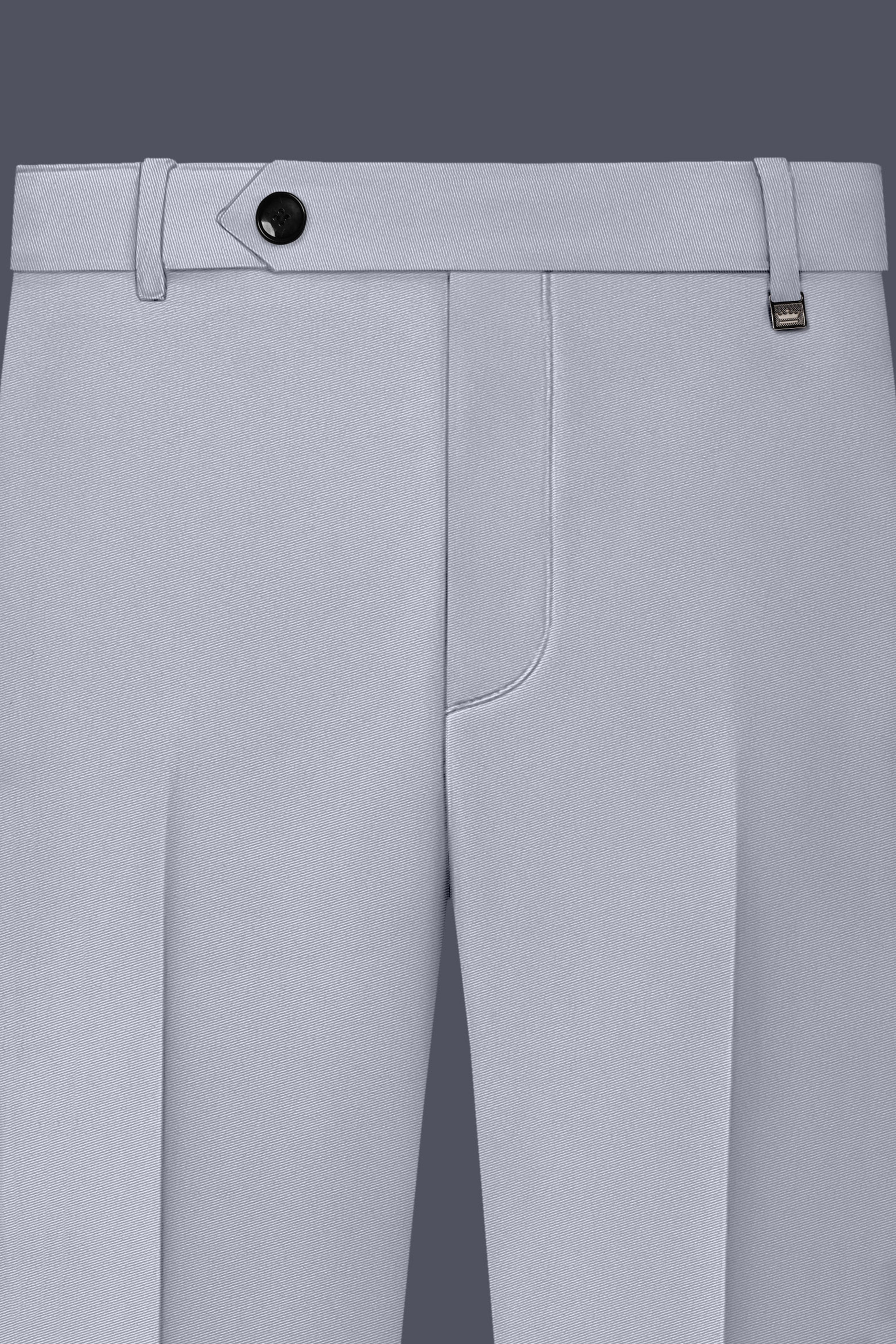 Ashvaro-Manatee Gray Slight Stretch Subtle Sheen Poly-Viscose Waistband Pant