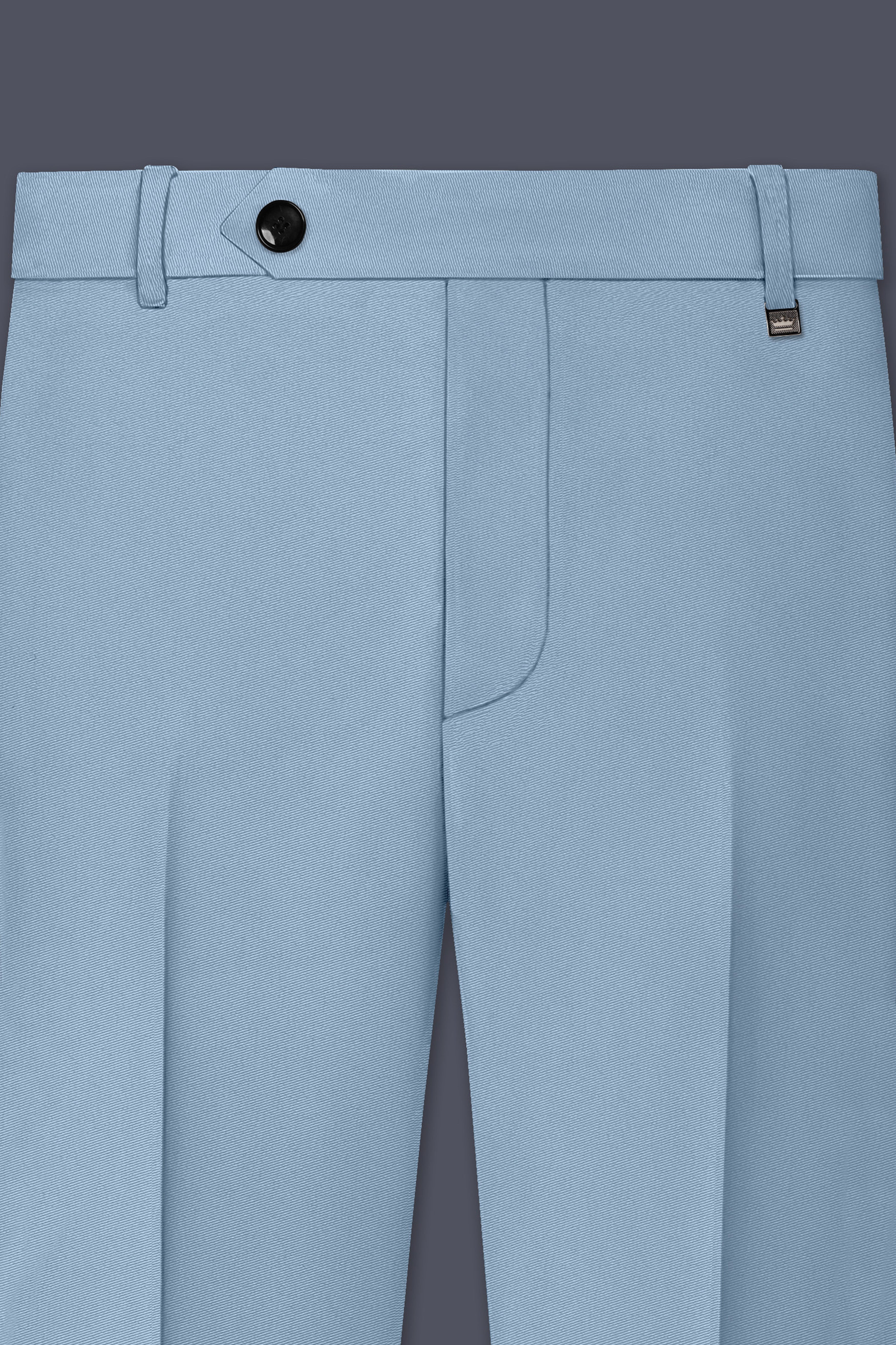 Velcian-Lynch Blue Slight Stretch Subtle Sheen Poly-Viscose Waistband Pant
