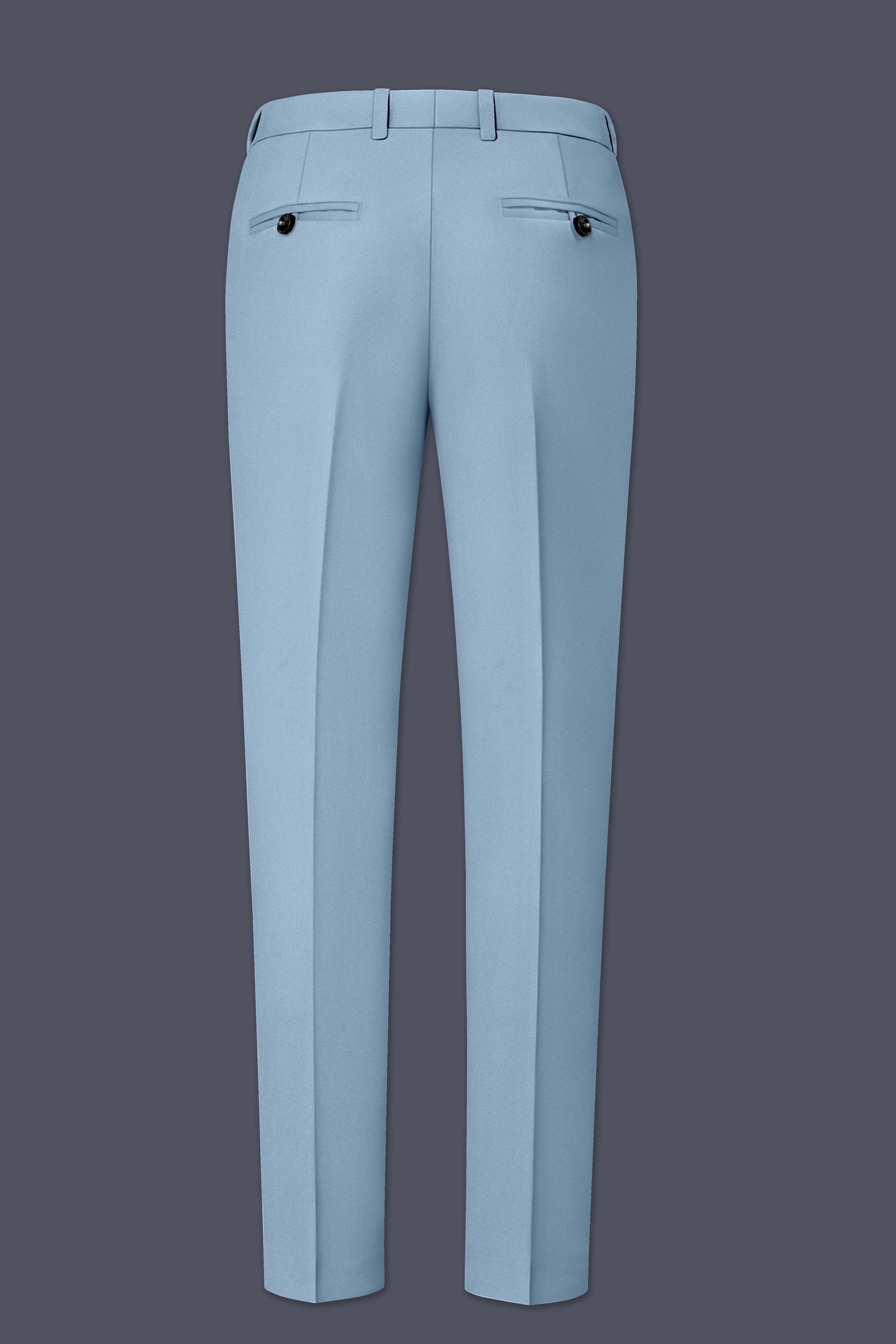 Velcian-Lynch Blue Slight Stretch Subtle Sheen Poly-Viscose Waistband Pant