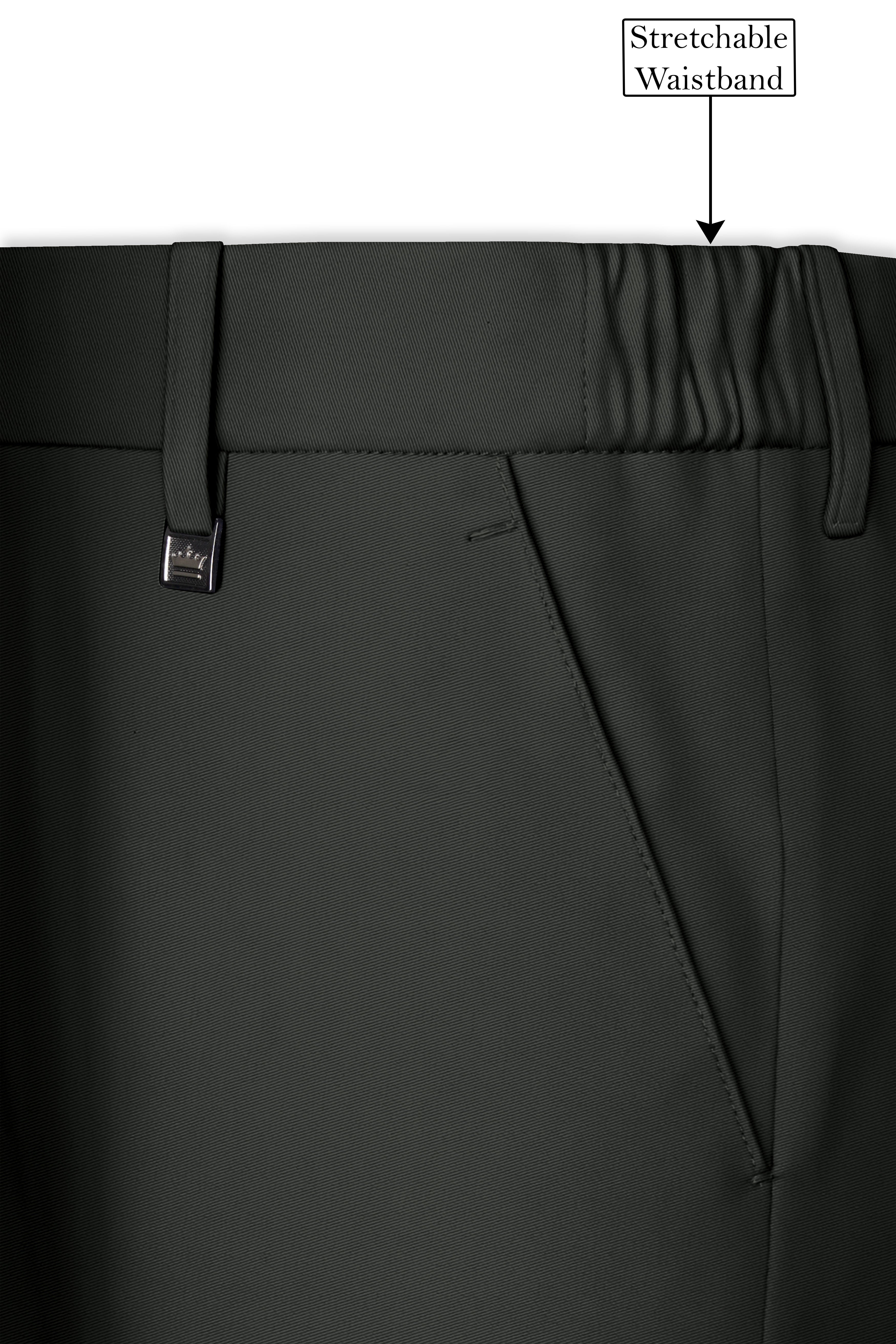 Emeron-Seaweed Green Slight Stretch Subtle Sheen Poly-Viscose Waistband Pant