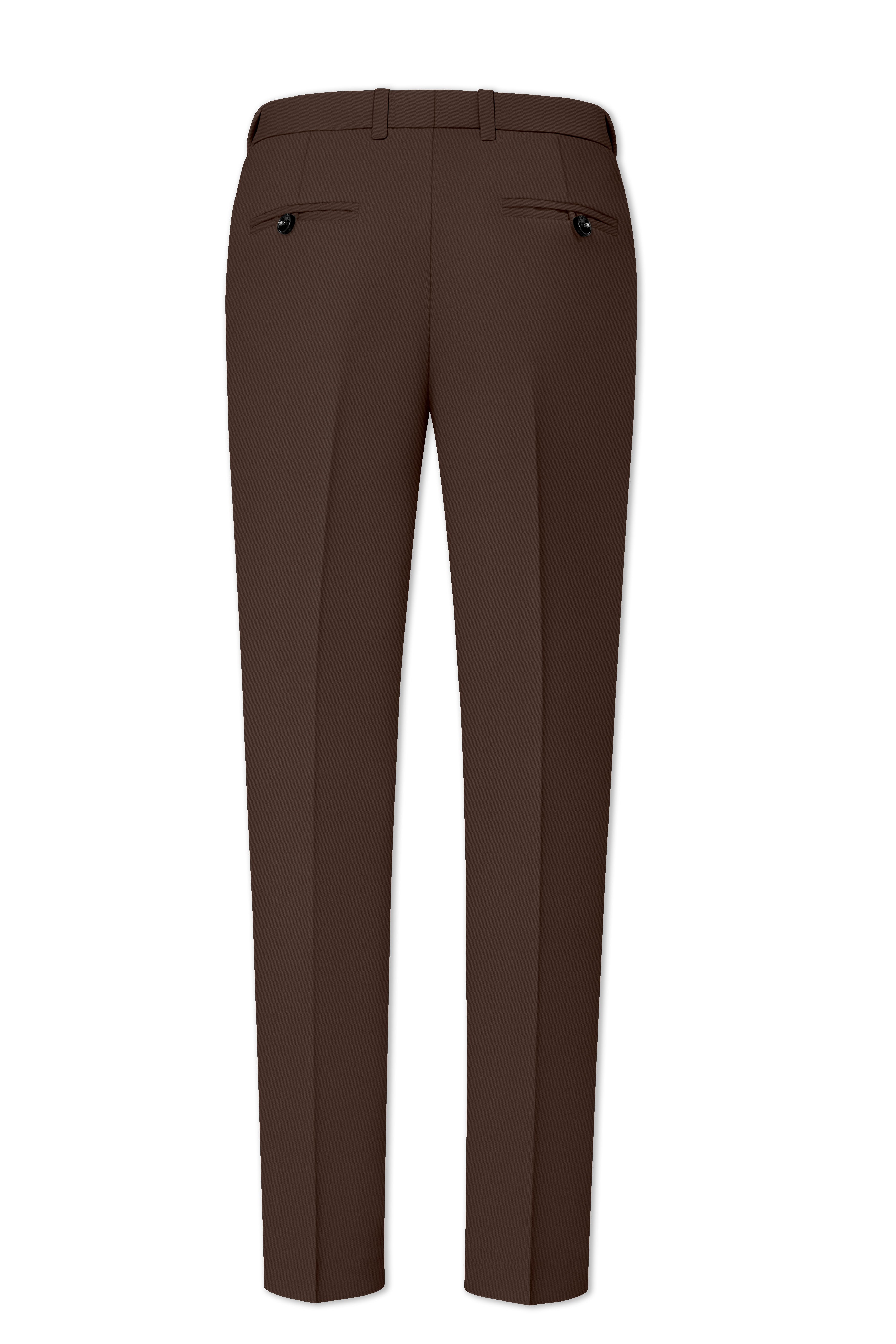 Dunaro-Taupe Brown Slight Stretch Subtle Sheen Poly-Viscose Waistband Pant