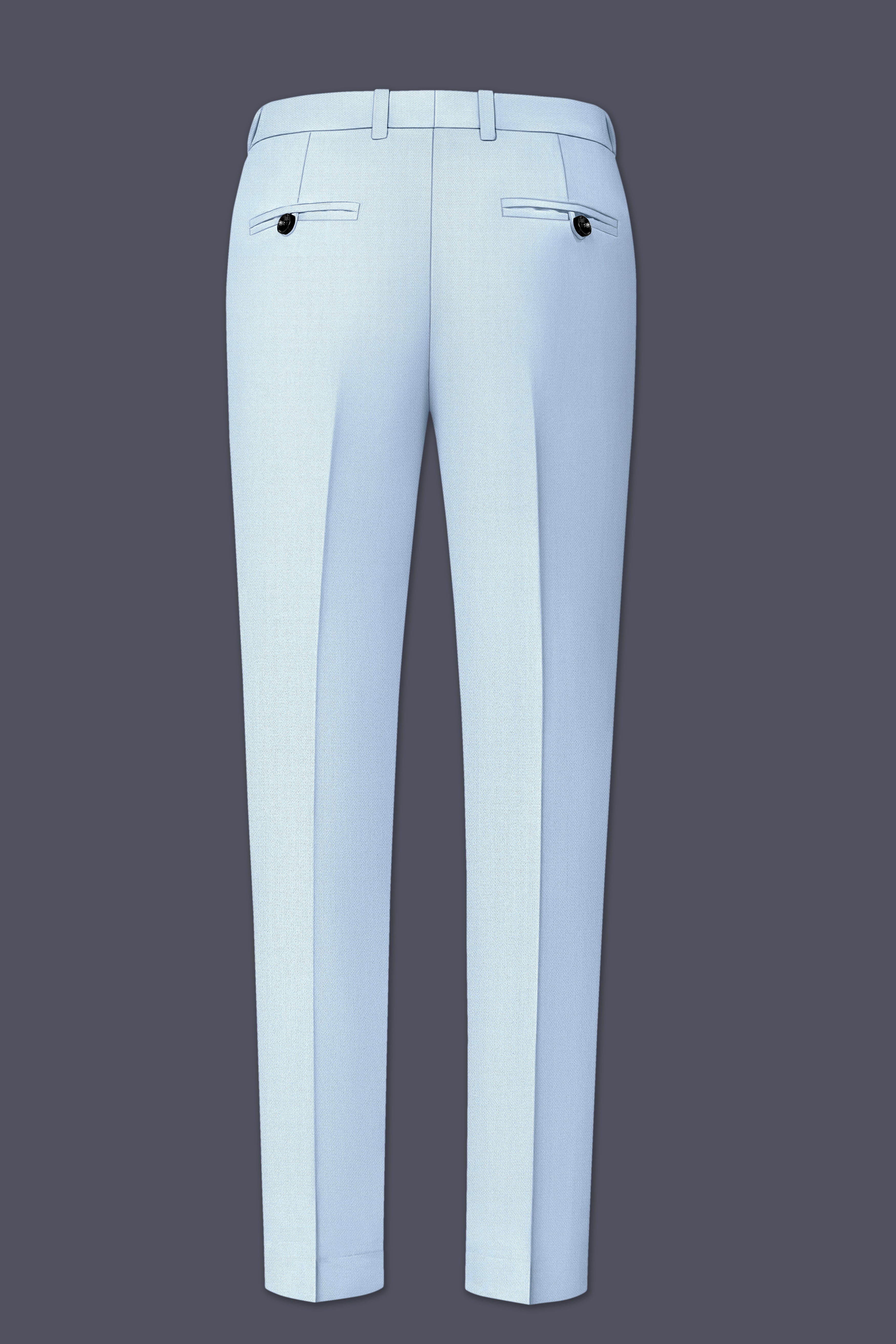 Azure-Heather Blue Diamond Textured Wool Rich Slight Stretch Waistband Pant