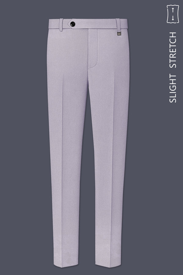 Mist-Spun Pearl Gray Diamond Textured Wool Rich Slight Stretch Waistband Pant