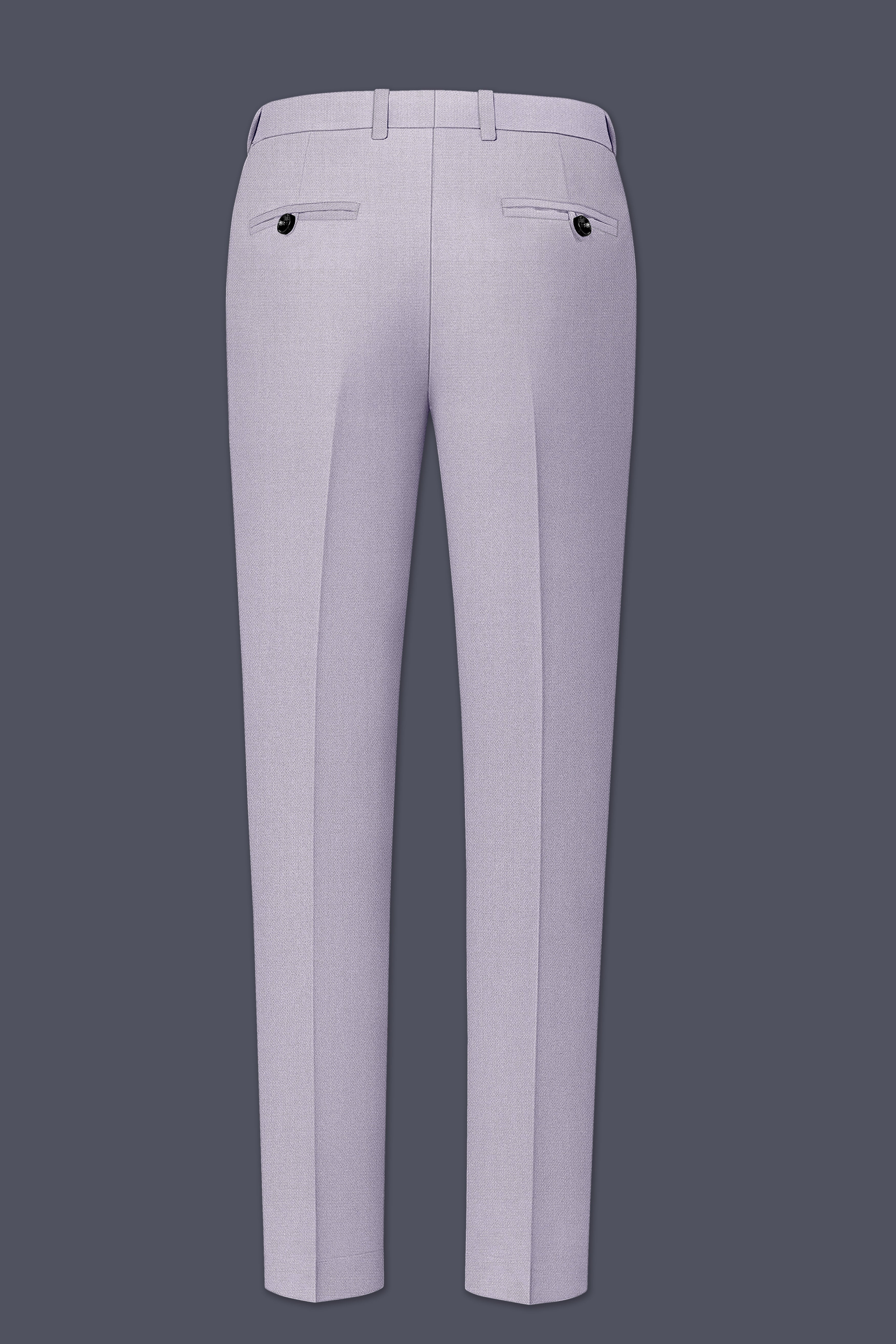 Mist-Spun Pearl Gray Diamond Textured Wool Rich Slight Stretch Waistband Pant