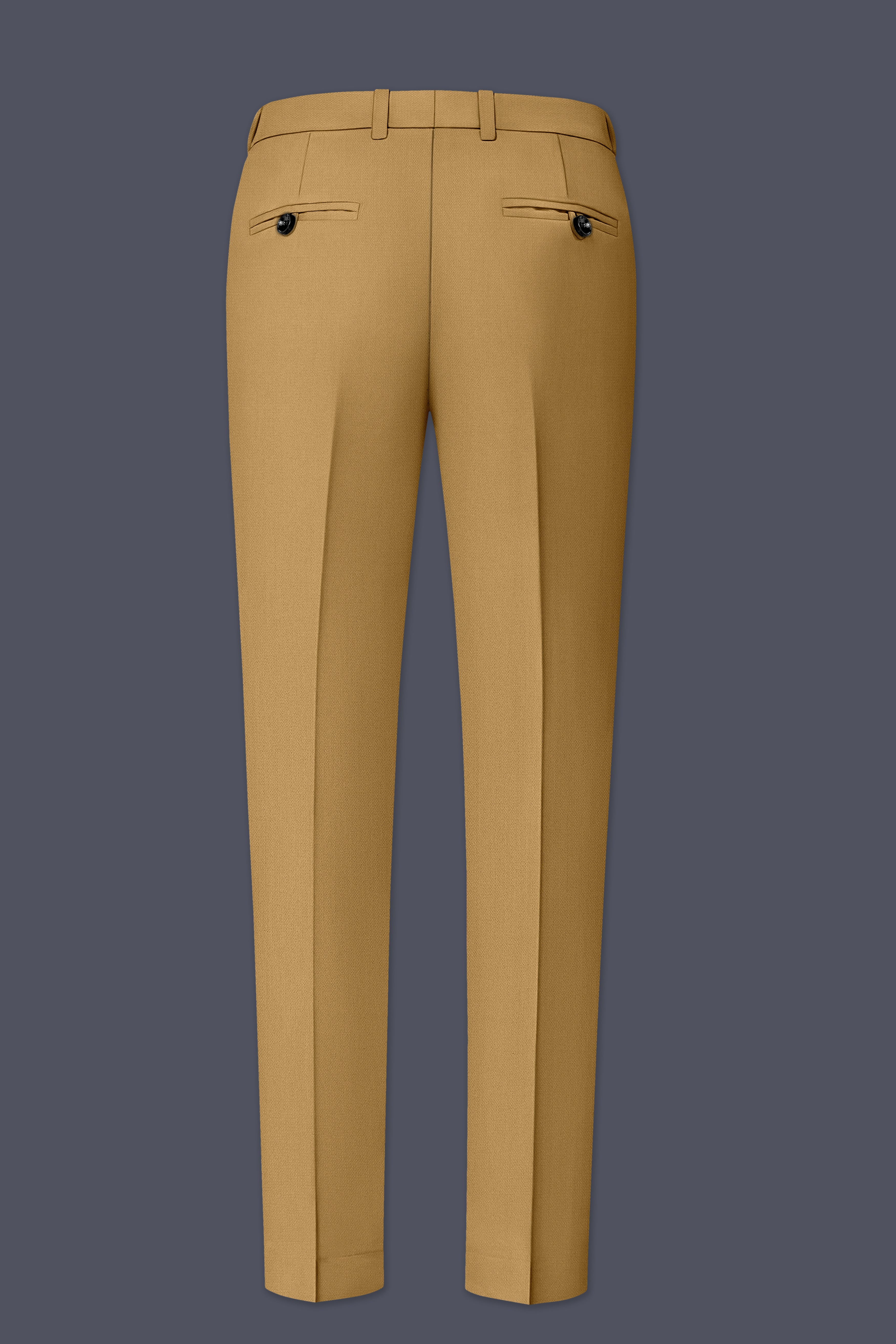 Sienna-Teak Brown Diamond Textured Wool Rich Slight Stretch Waistband Pant