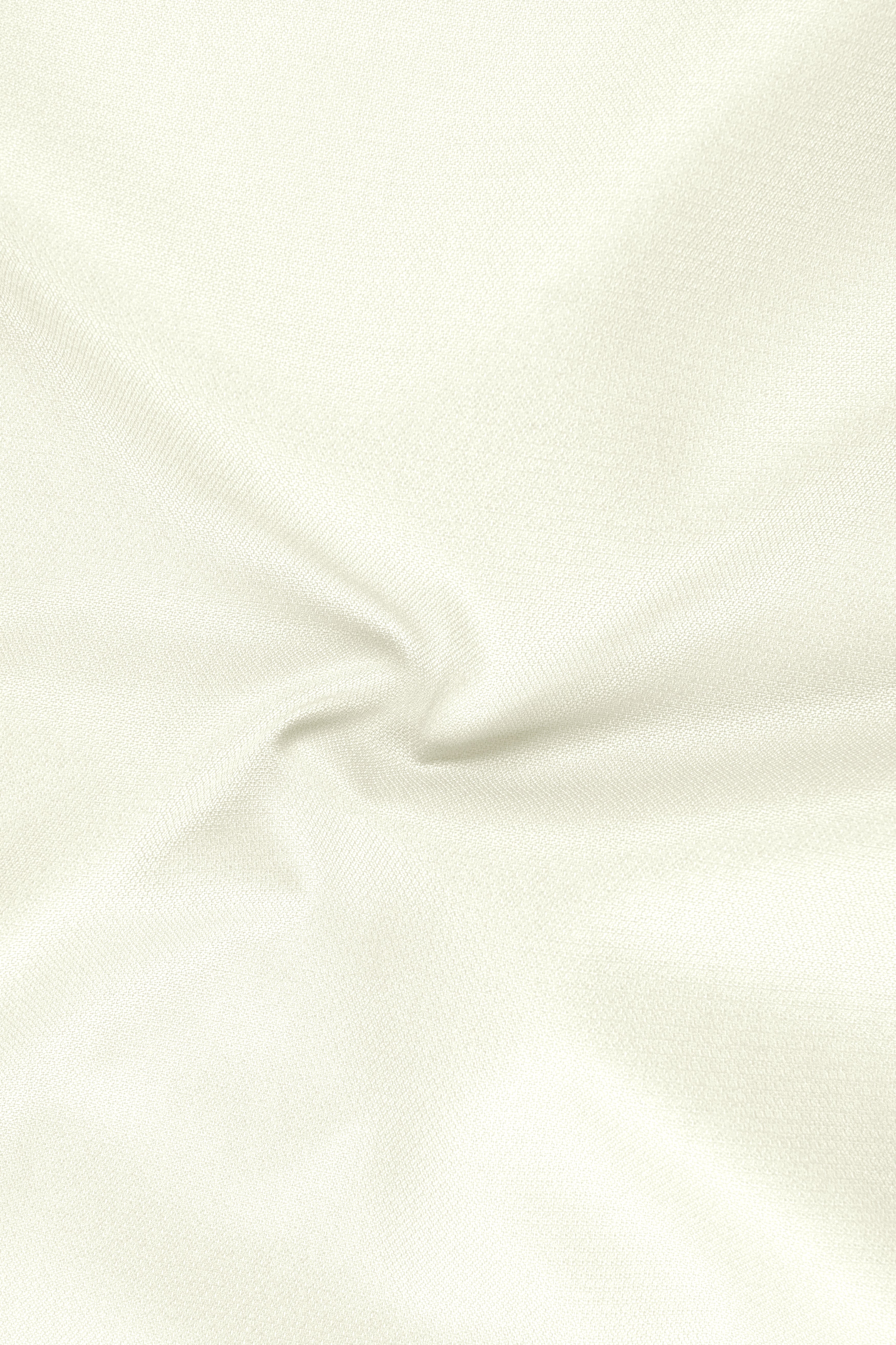 Ecru-Merino Off White Diamond Textured Wool Rich Slight Stretch Waistband Pant
