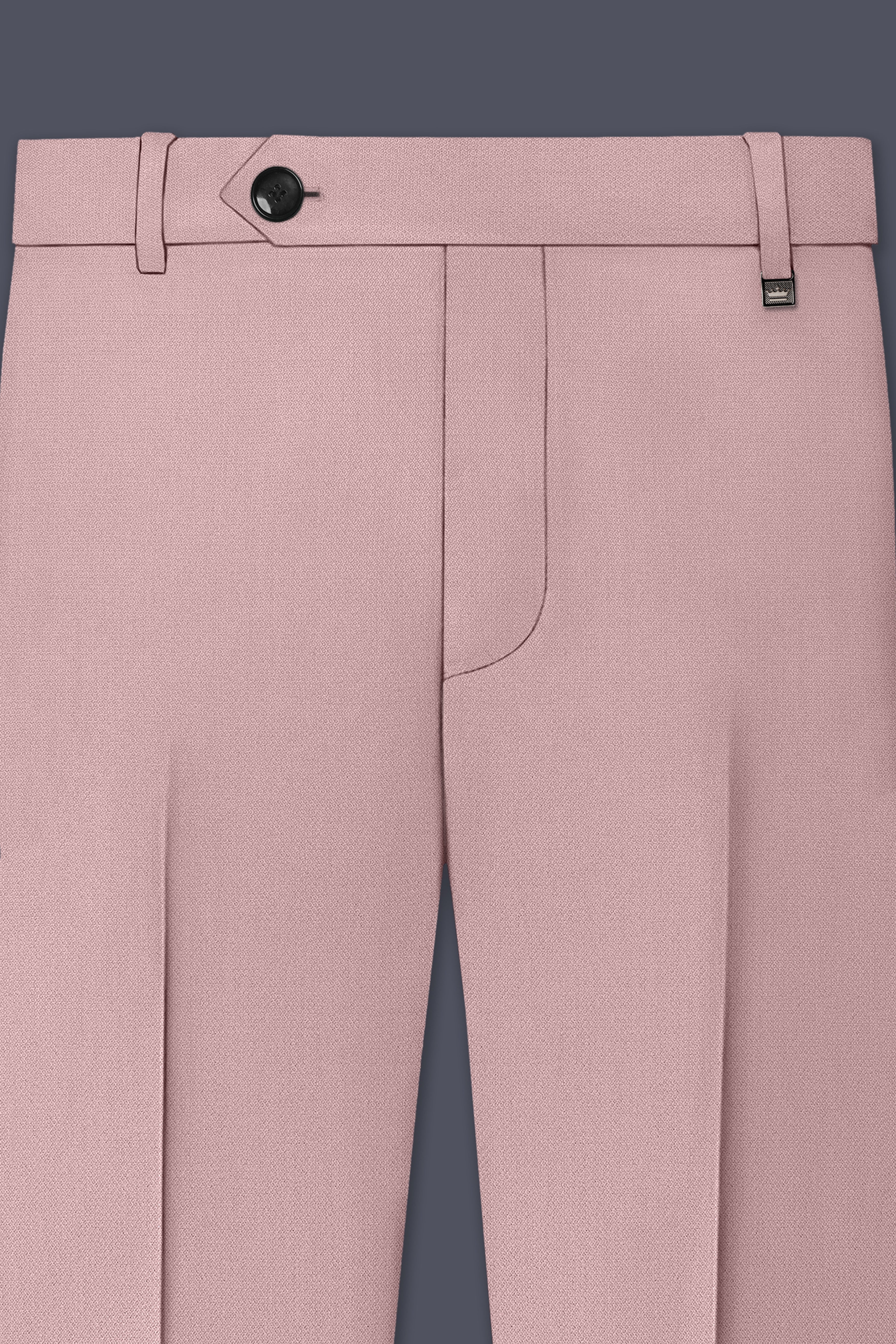 Aurore-Brandy Rose Pink Diamond Textured Wool Rich Slight Stretch Waistband Pant
