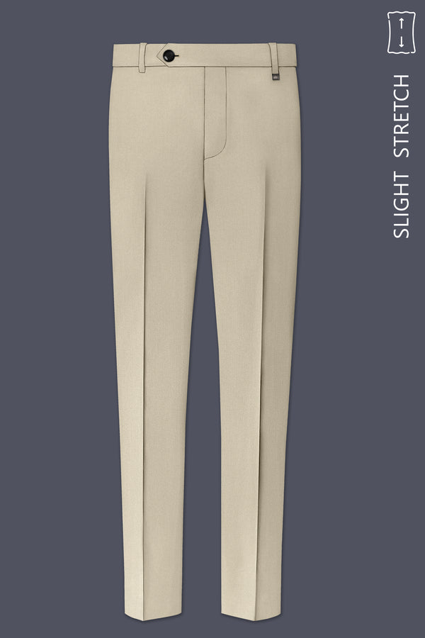 Vellum-Rodeo Cream Diamond Textured Wool Rich Slight Stretch Waistband Pant
