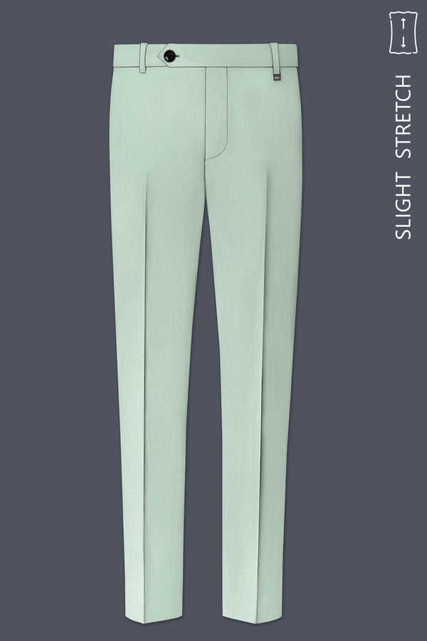 Sylvan-Cascade Green Diamond Textured Wool Rich Slight Stretch Waistband Pant