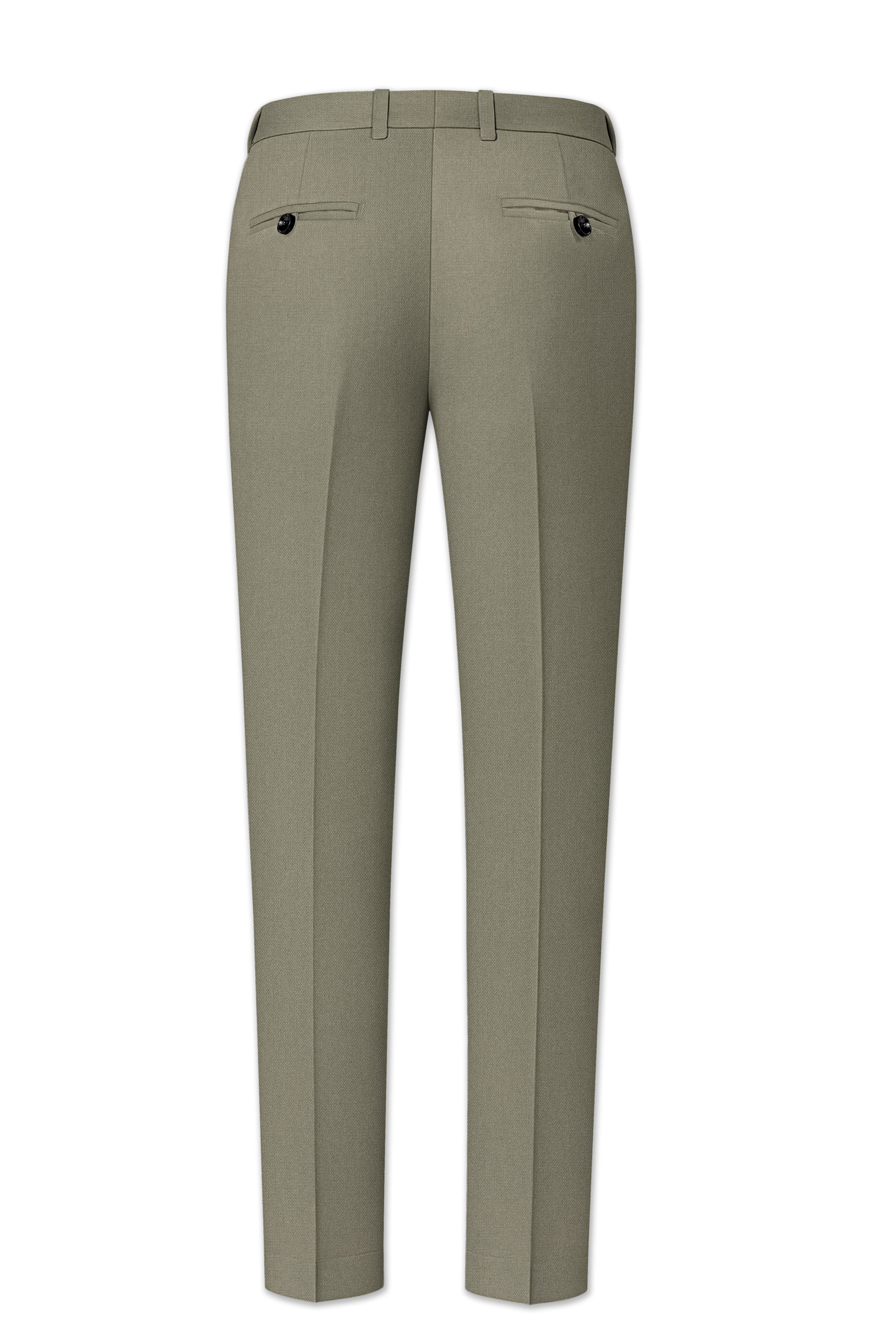 Verdo-Pablo Green Diamond Textured Wool Rich Slight Stretch Waistband Pant