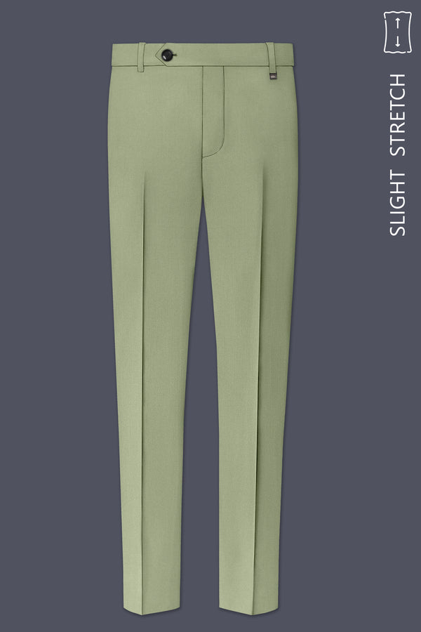 Verdo-Pablo Green Diamond Textured Wool Rich Slight Stretch Waistband Pant